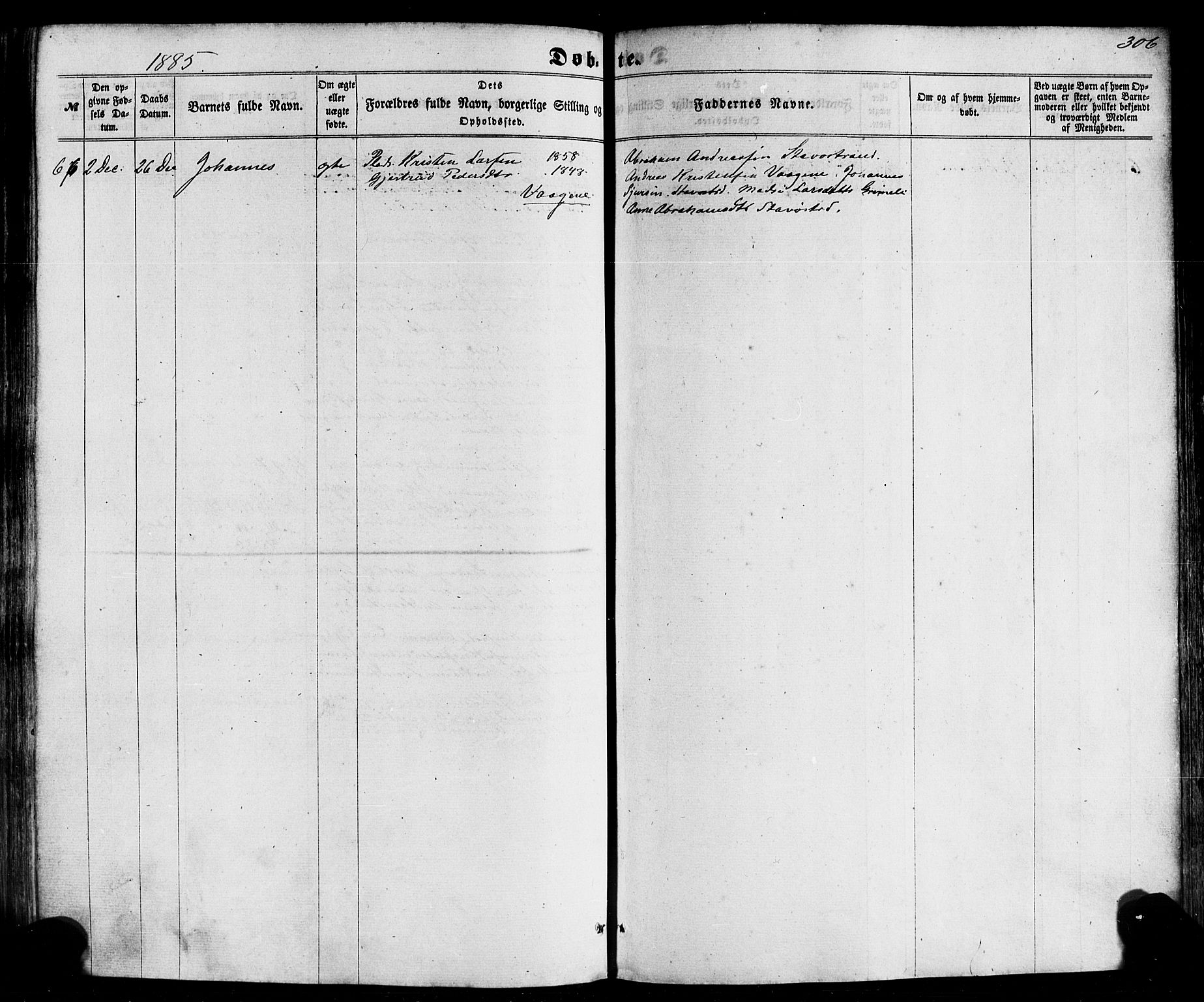 Kinn sokneprestembete, SAB/A-80801/H/Haa/Haaa/L0006: Parish register (official) no. A 6, 1857-1885, p. 306