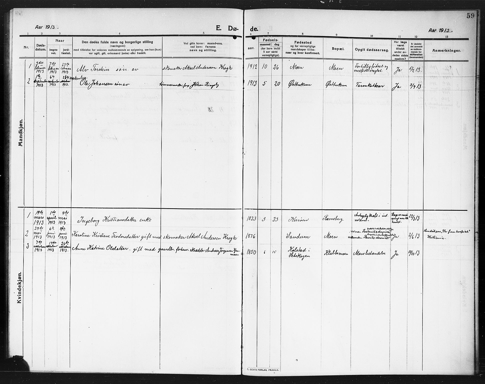 Rødenes prestekontor Kirkebøker, AV/SAO-A-2005/G/Gb/L0002: Parish register (copy) no. II 2, 1911-1921, p. 59