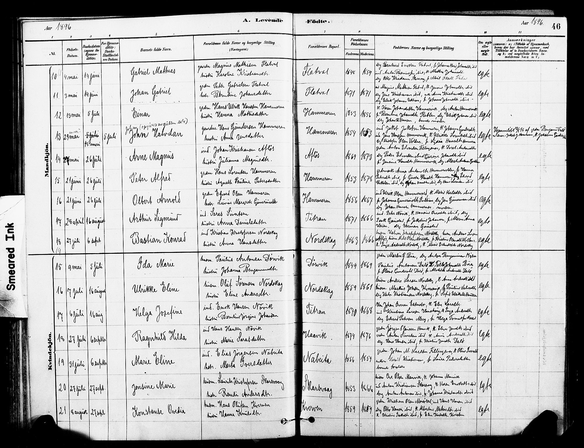 Ministerialprotokoller, klokkerbøker og fødselsregistre - Sør-Trøndelag, SAT/A-1456/641/L0595: Parish register (official) no. 641A01, 1882-1897, p. 46