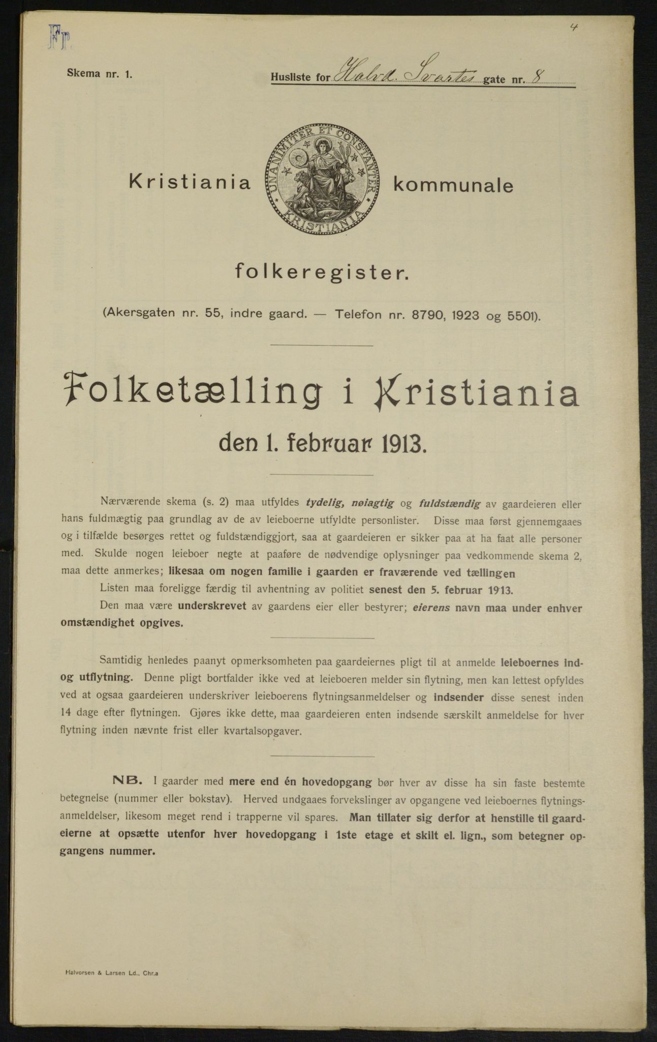 OBA, Municipal Census 1913 for Kristiania, 1913, p. 34209