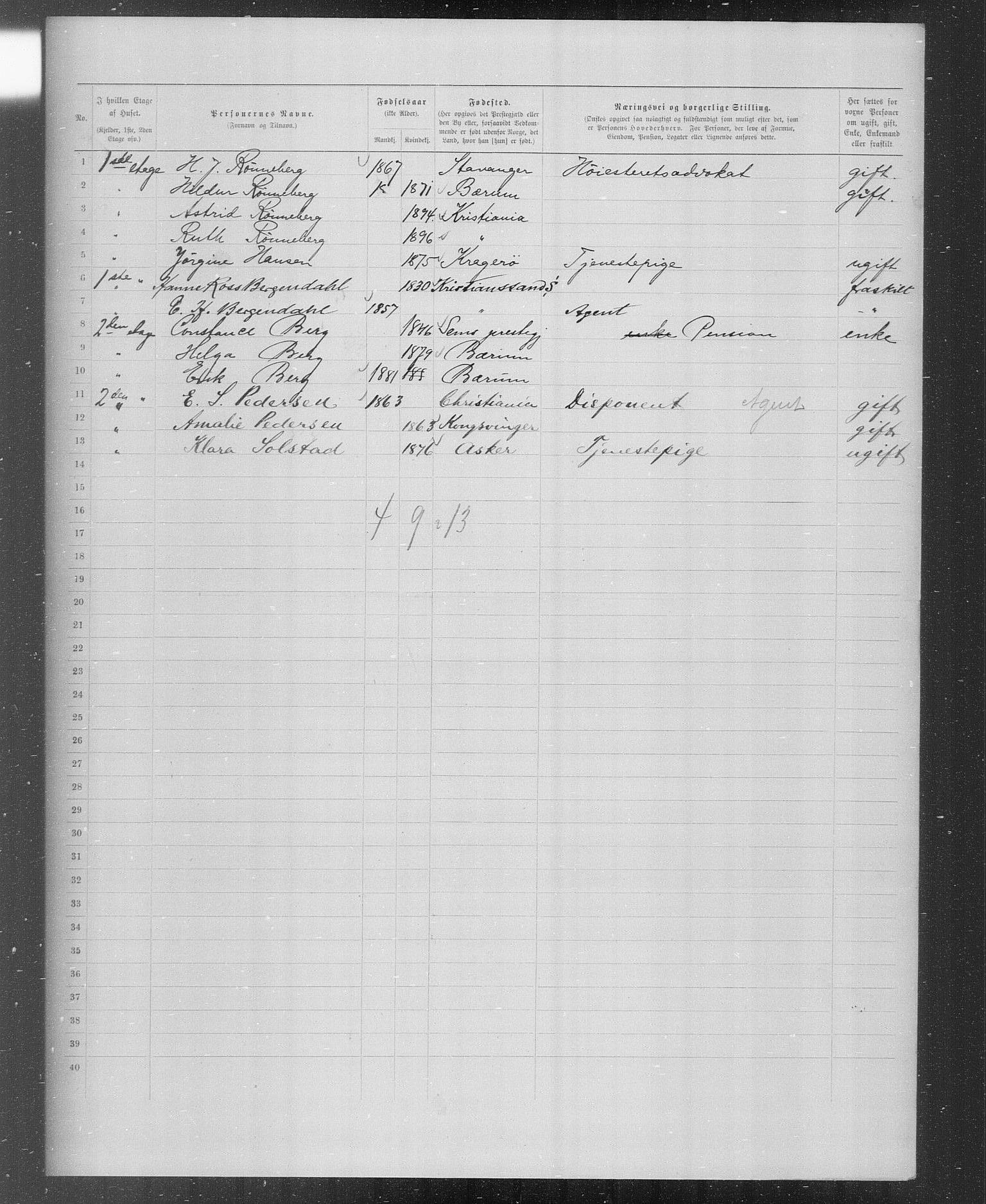 OBA, Municipal Census 1899 for Kristiania, 1899, p. 2449