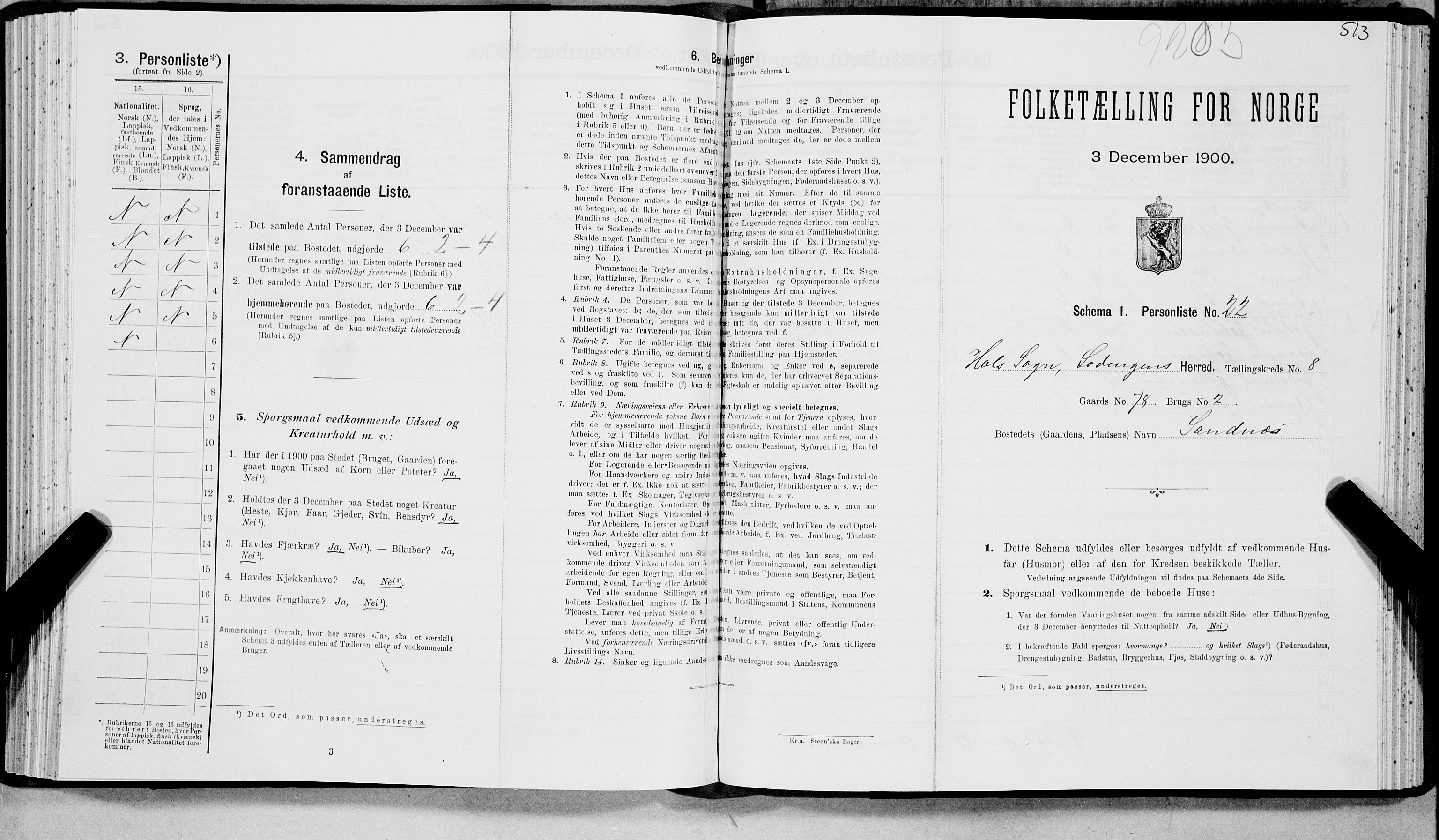 SAT, 1900 census for Lødingen, 1900, p. 994