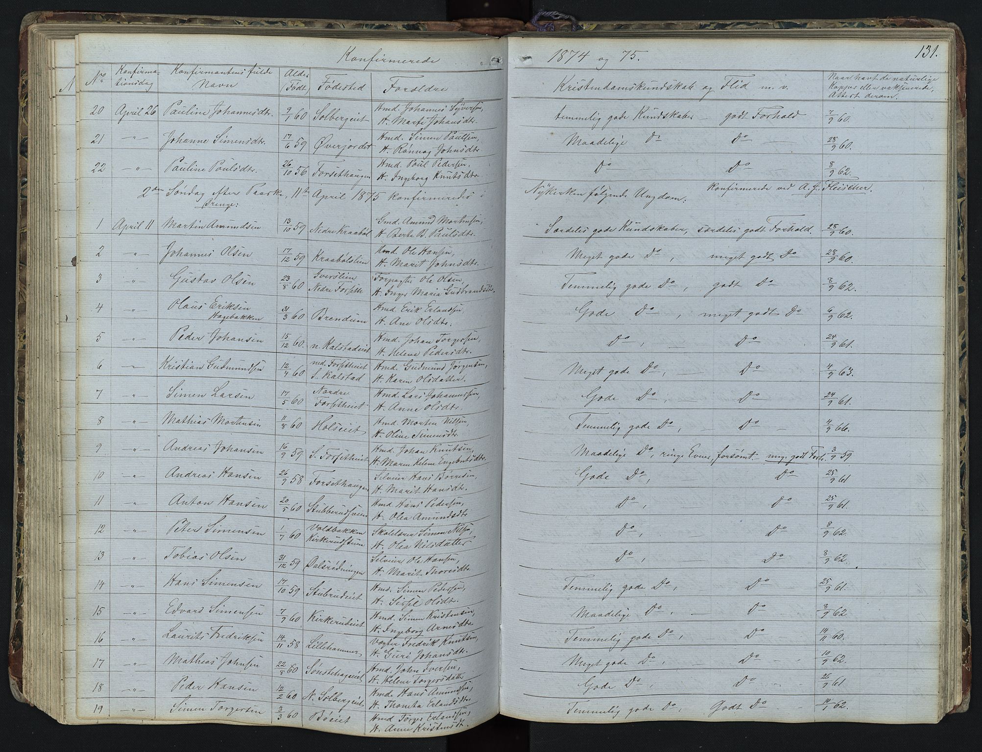 Vestre Gausdal prestekontor, SAH/PREST-094/H/Ha/Hab/L0001: Parish register (copy) no. 1, 1867-1895, p. 131