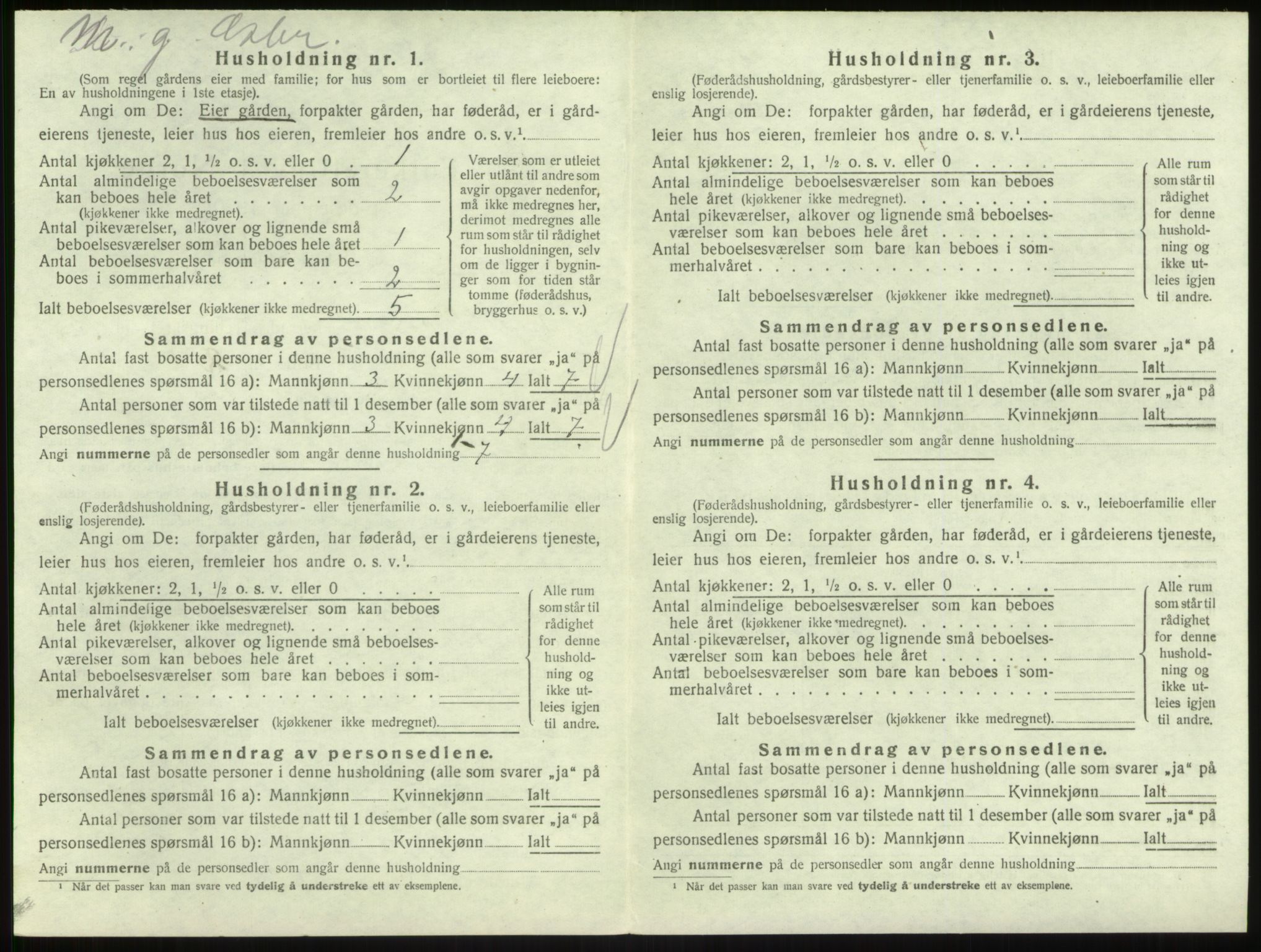 SAB, 1920 census for Hyllestad, 1920, p. 758