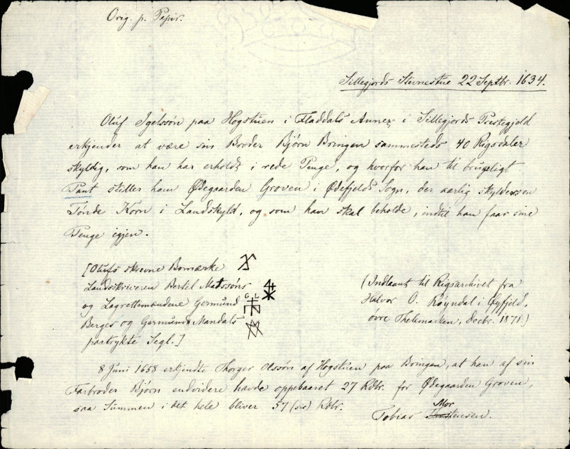 Riksarkivets diplomsamling, AV/RA-EA-5965/F35/F35d/L0003: Innlånte diplomer, seddelregister, 1621-1642, p. 447