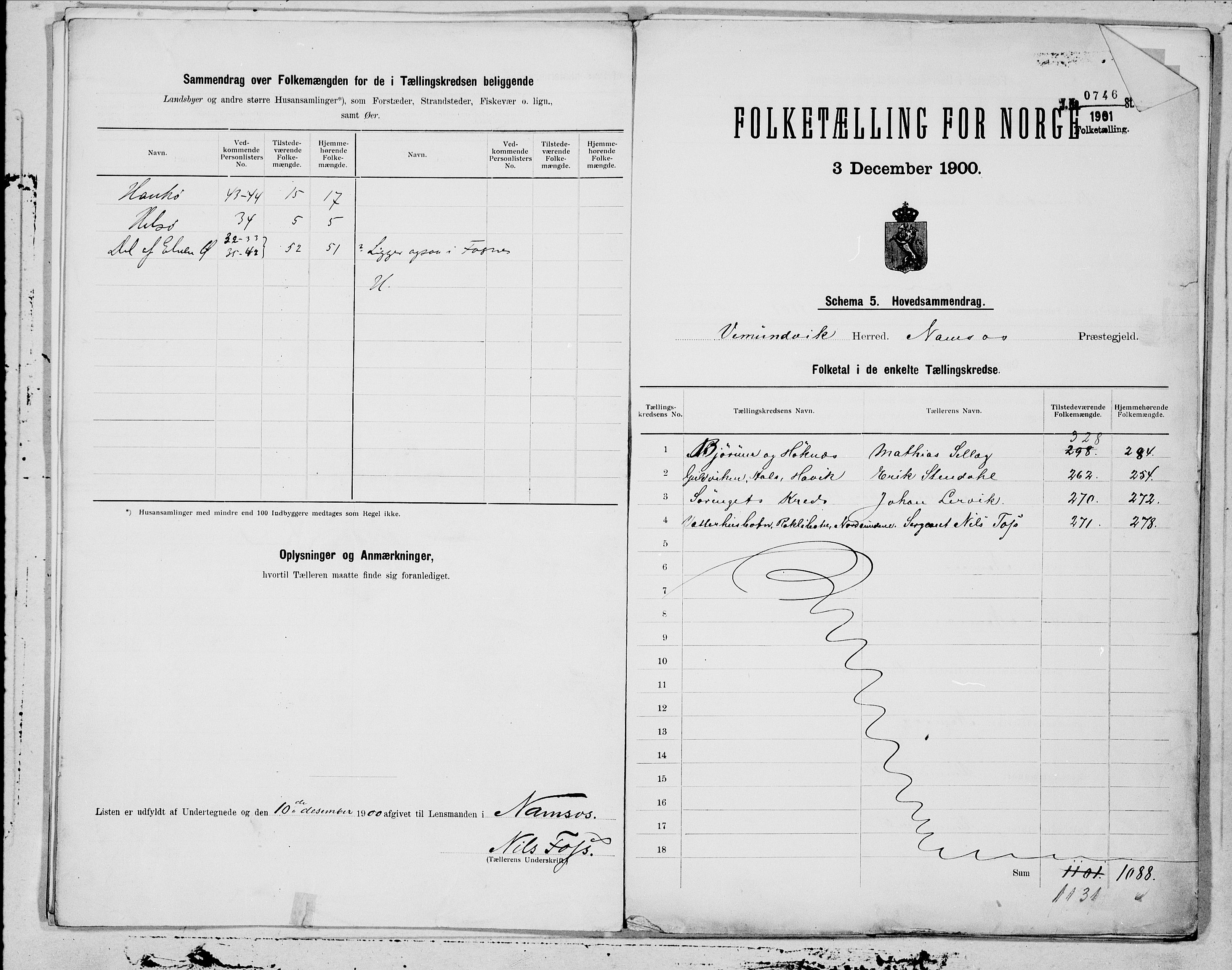 SAT, 1900 census for Vemundvik, 1900, p. 10