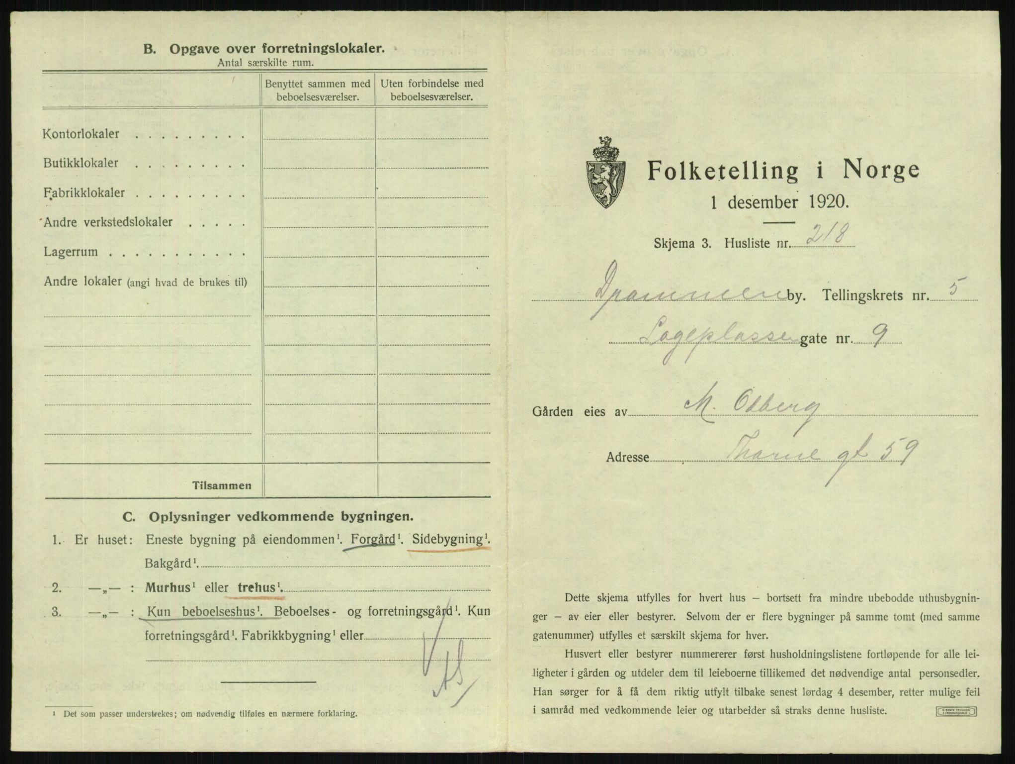 SAKO, 1920 census for Drammen, 1920, p. 2648