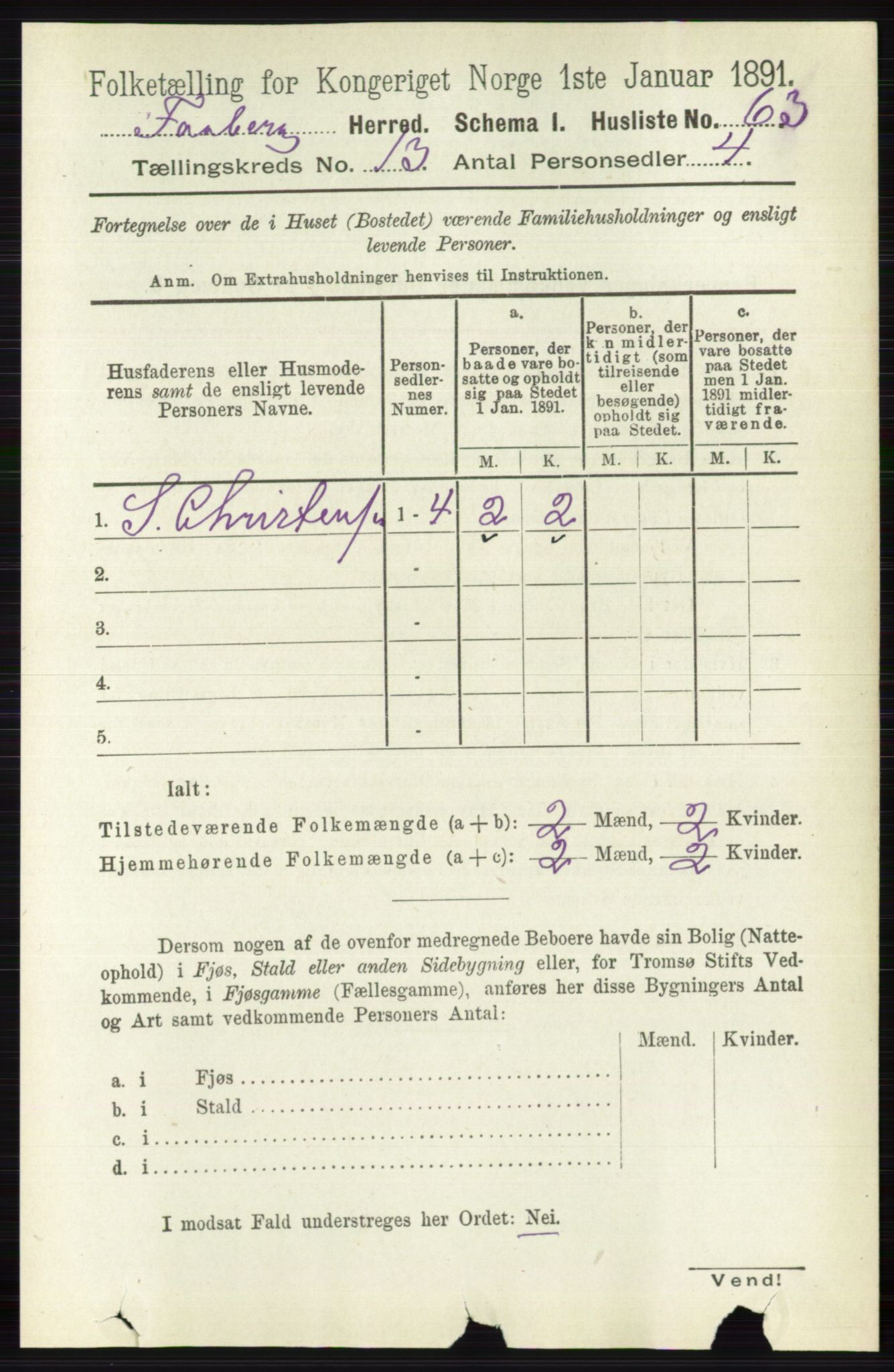 RA, 1891 census for 0524 Fåberg, 1891, p. 5237