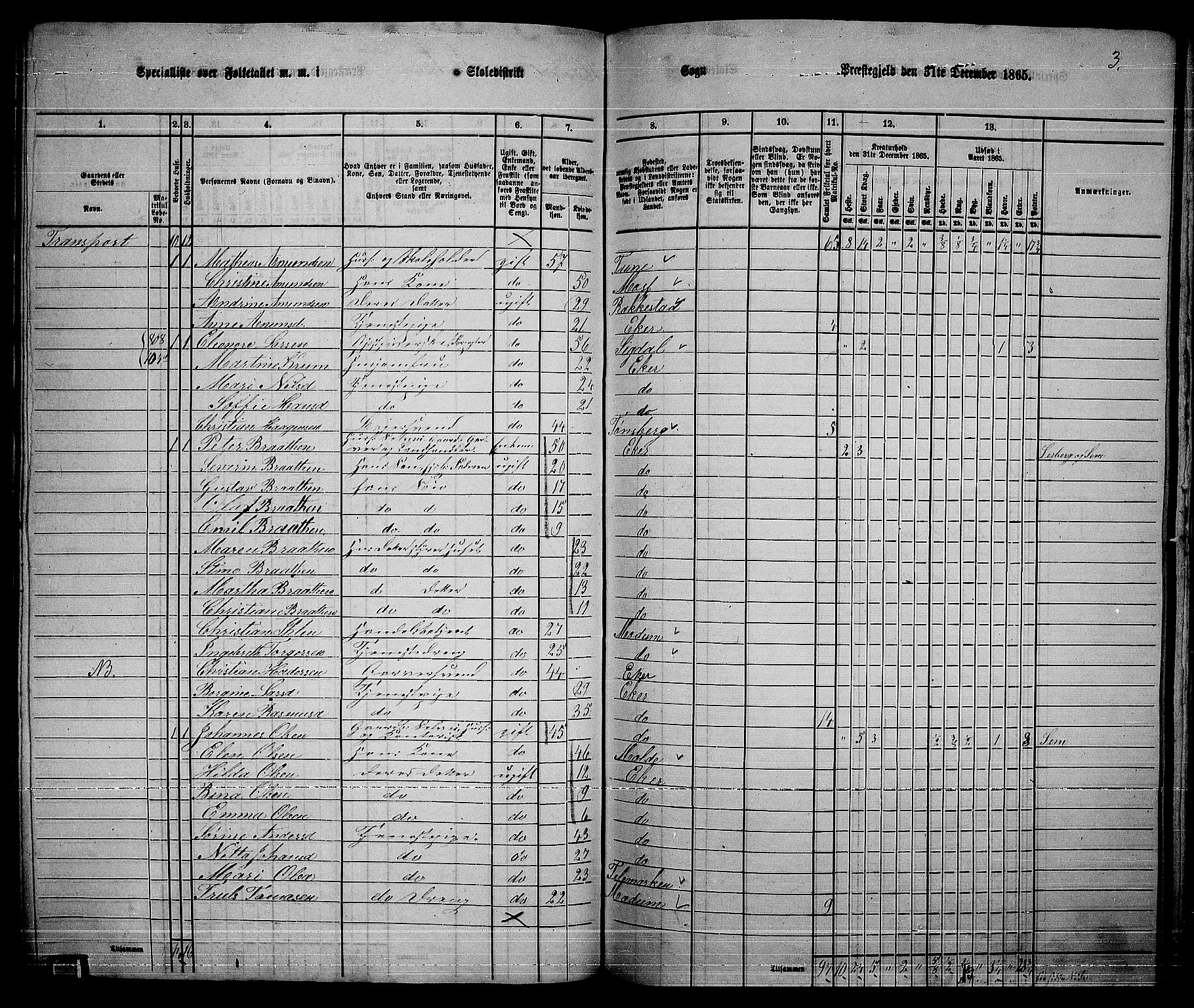 RA, 1865 census for Eiker, 1865, p. 214