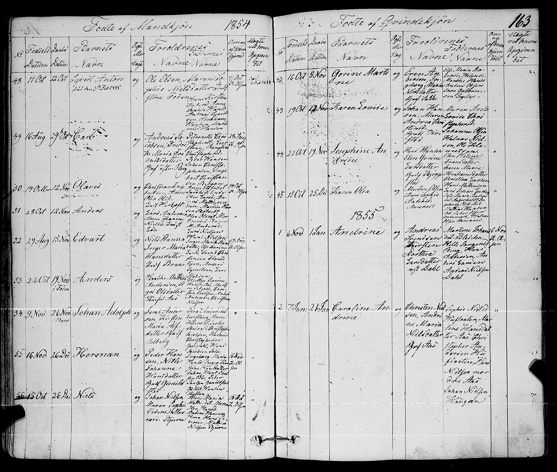 Ramnes kirkebøker, AV/SAKO-A-314/F/Fa/L0005: Parish register (official) no. I 5, 1841-1861, p. 162-163