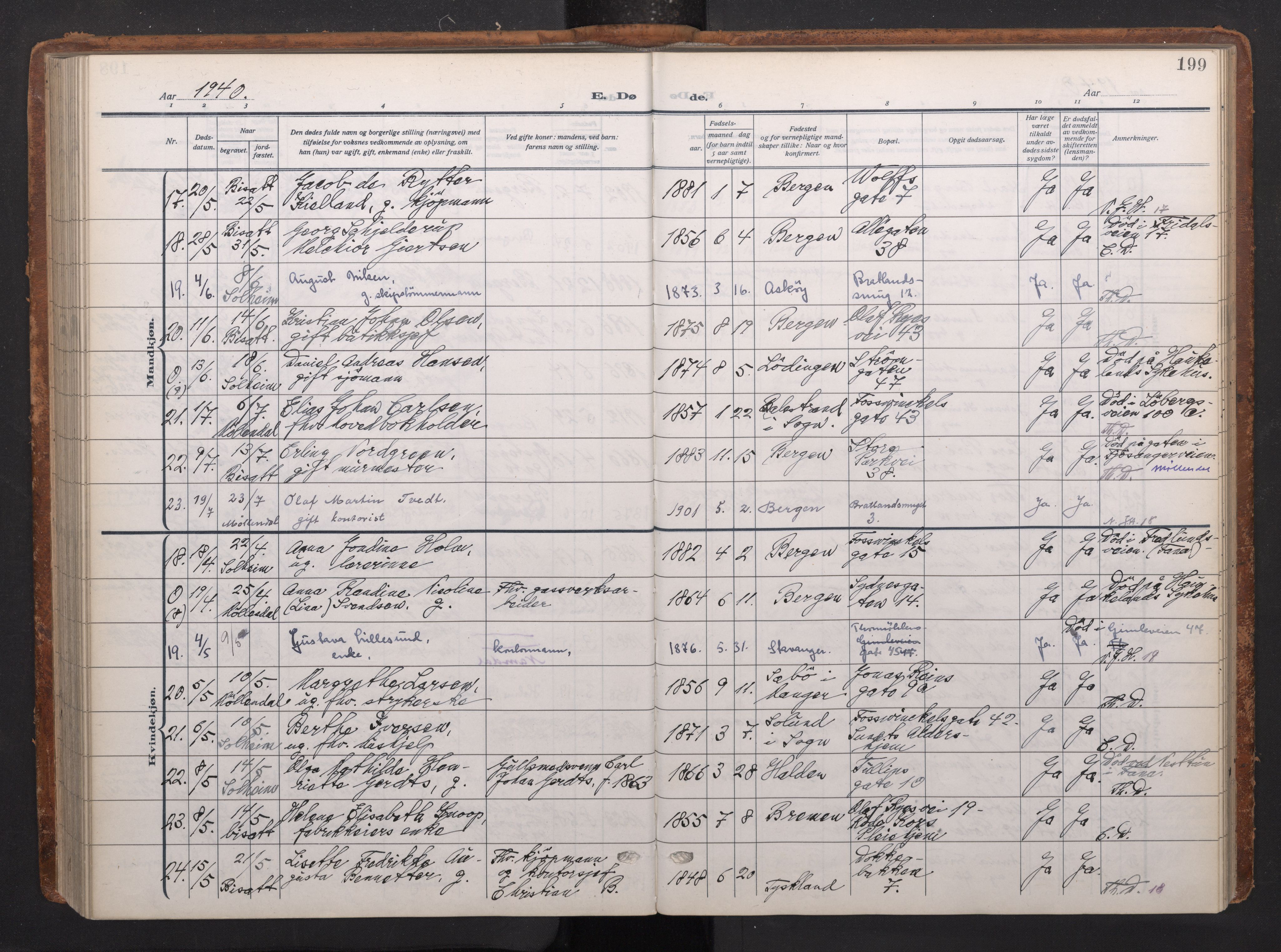 Johanneskirken sokneprestembete, AV/SAB-A-76001/H/Haa/L0020: Parish register (official) no. E 2, 1916-1951, p. 199