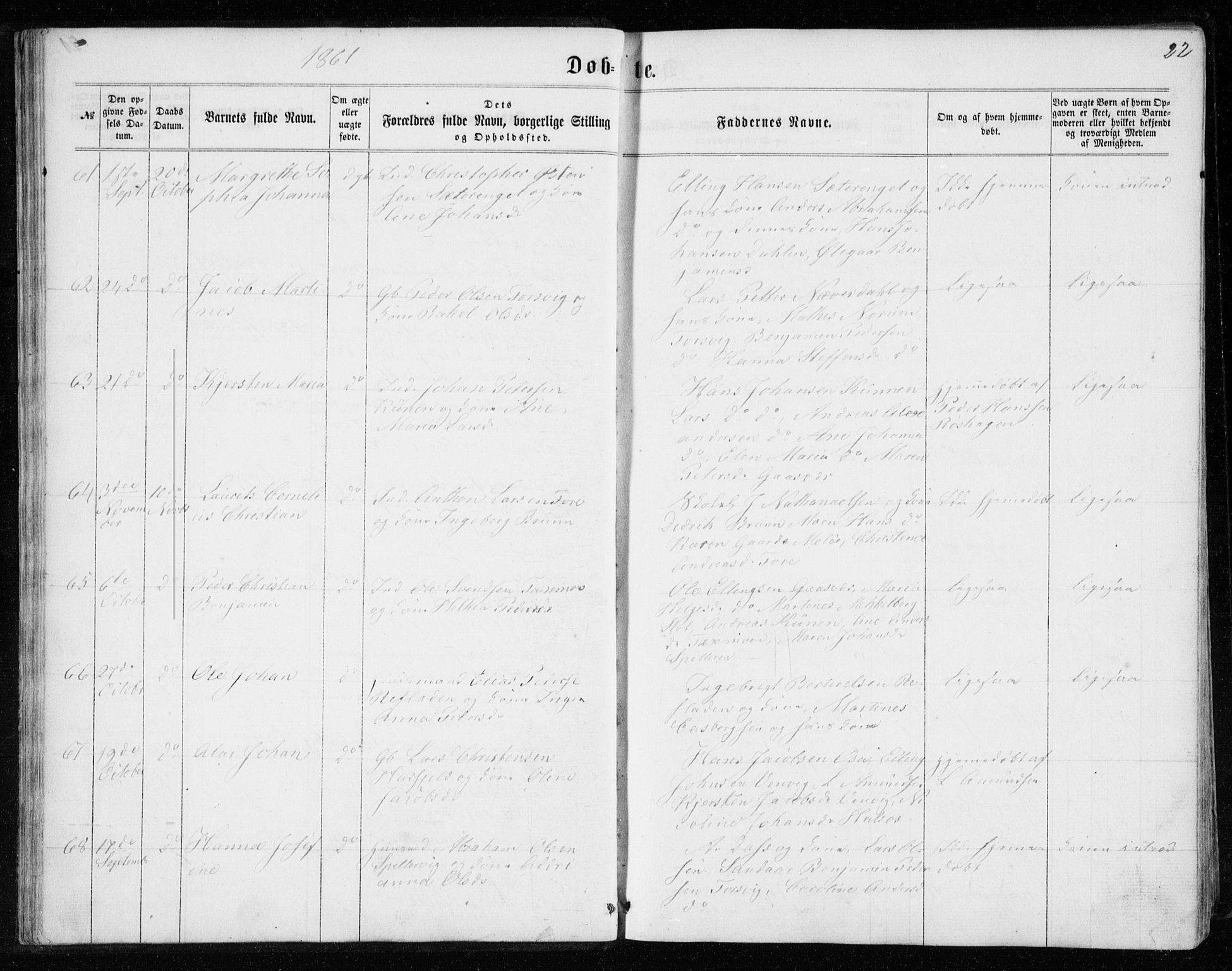 Ministerialprotokoller, klokkerbøker og fødselsregistre - Nordland, SAT/A-1459/843/L0634: Parish register (copy) no. 843C03, 1860-1884, p. 22