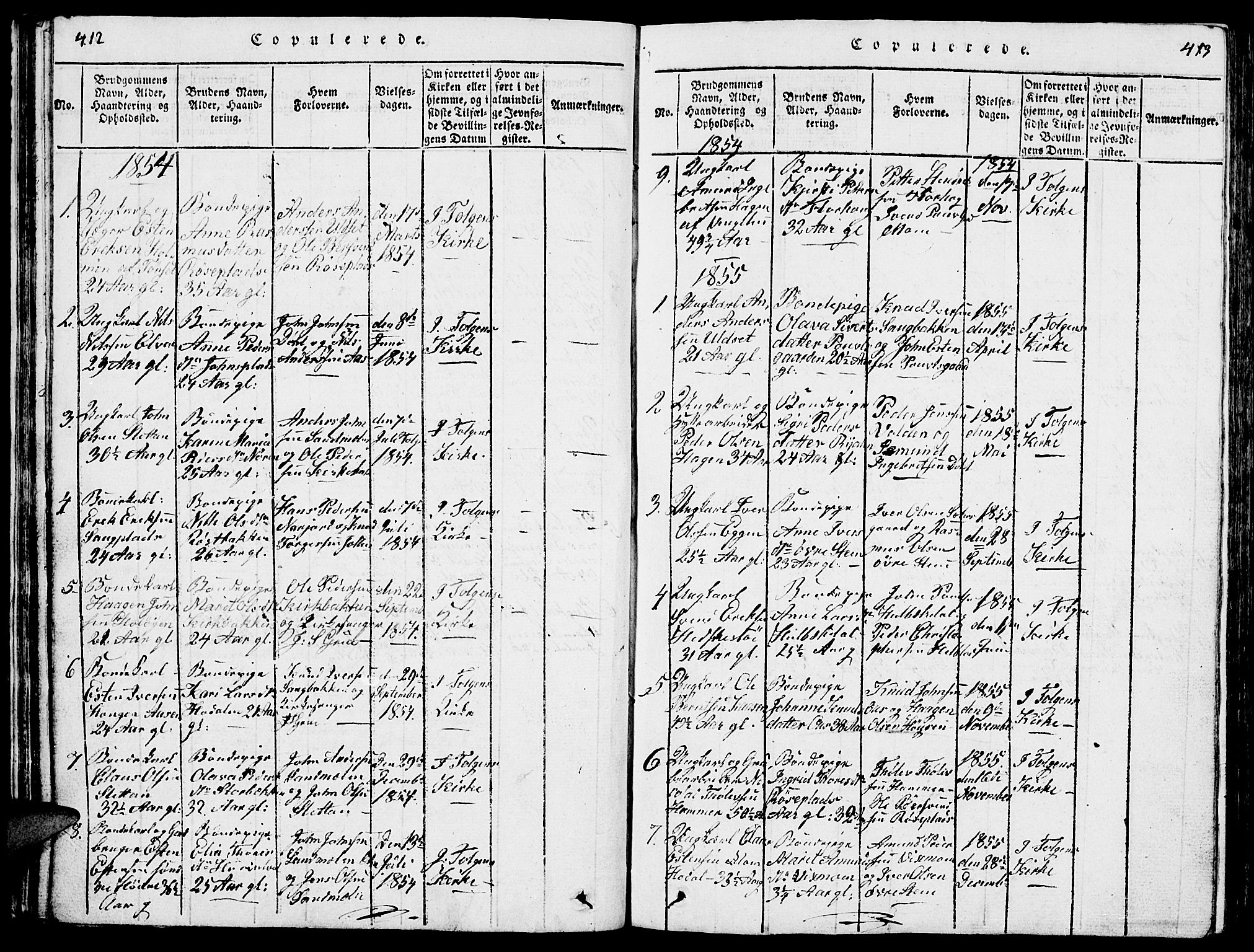 Tolga prestekontor, AV/SAH-PREST-062/L/L0001: Parish register (copy) no. 1, 1814-1877, p. 412-413