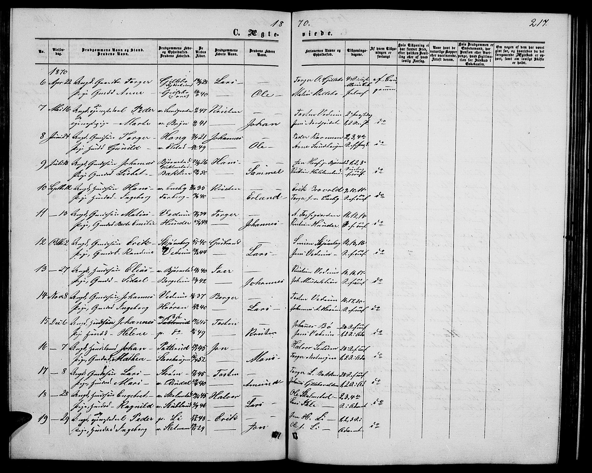 Øyer prestekontor, SAH/PREST-084/H/Ha/Hab/L0001: Parish register (copy) no. 1, 1863-1877, p. 217