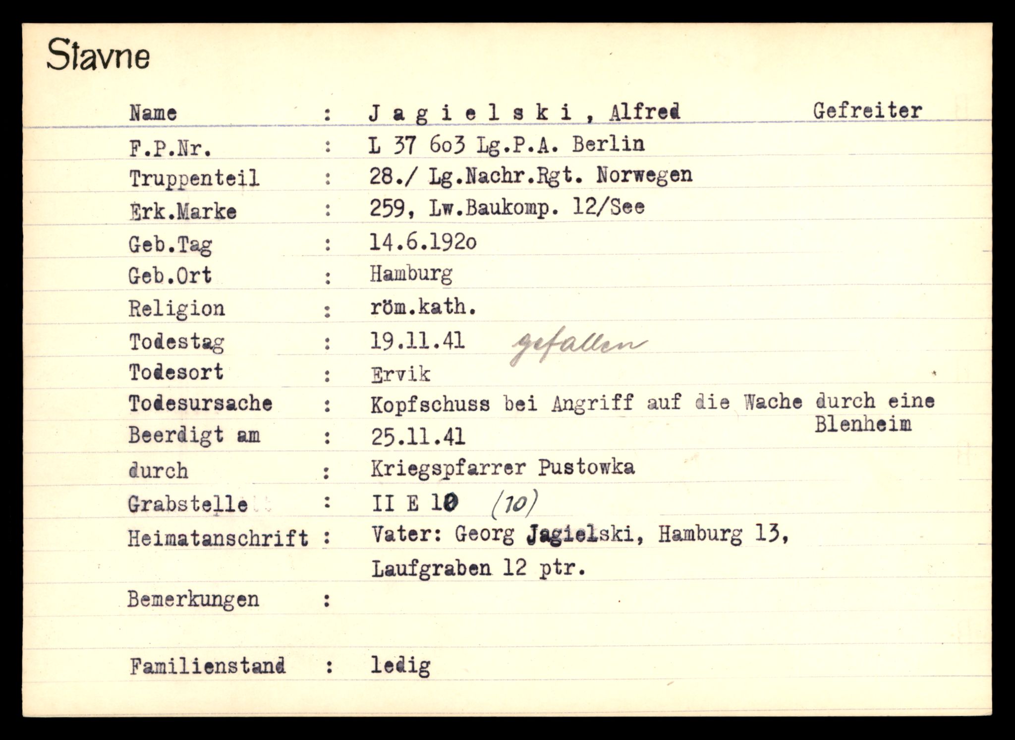 Distriktskontoret for krigsgraver, AV/SAT-A-5030/E/L0003: Kasett/kartotek over tysk Krigskirkegård Stavne, 1945, p. 615