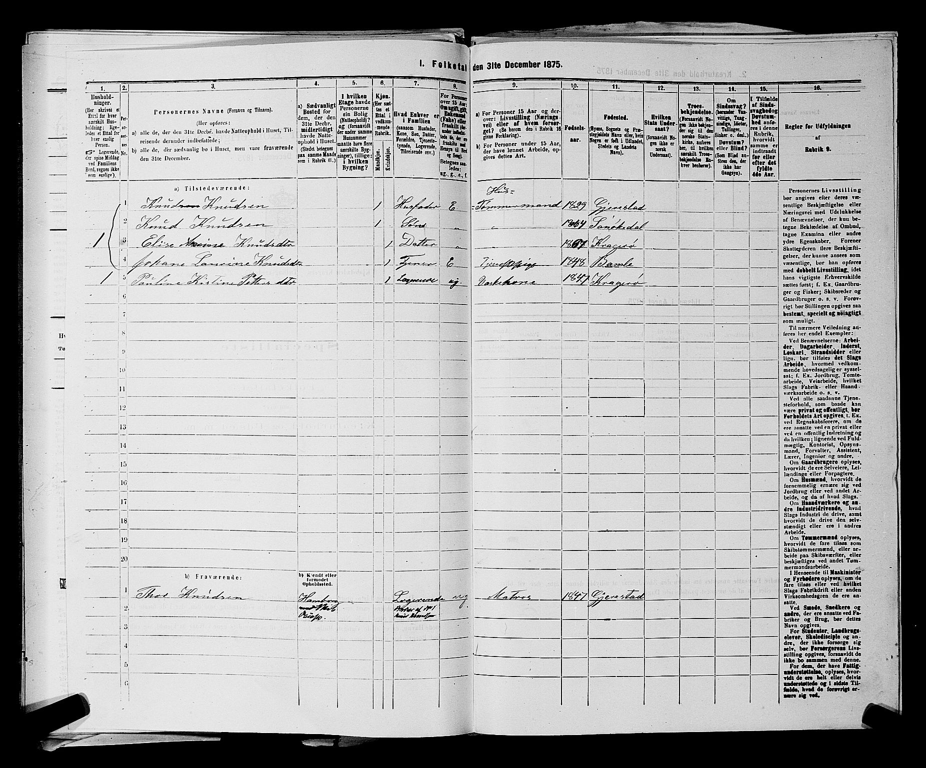 SAKO, 1875 census for 0801P Kragerø, 1875, p. 962