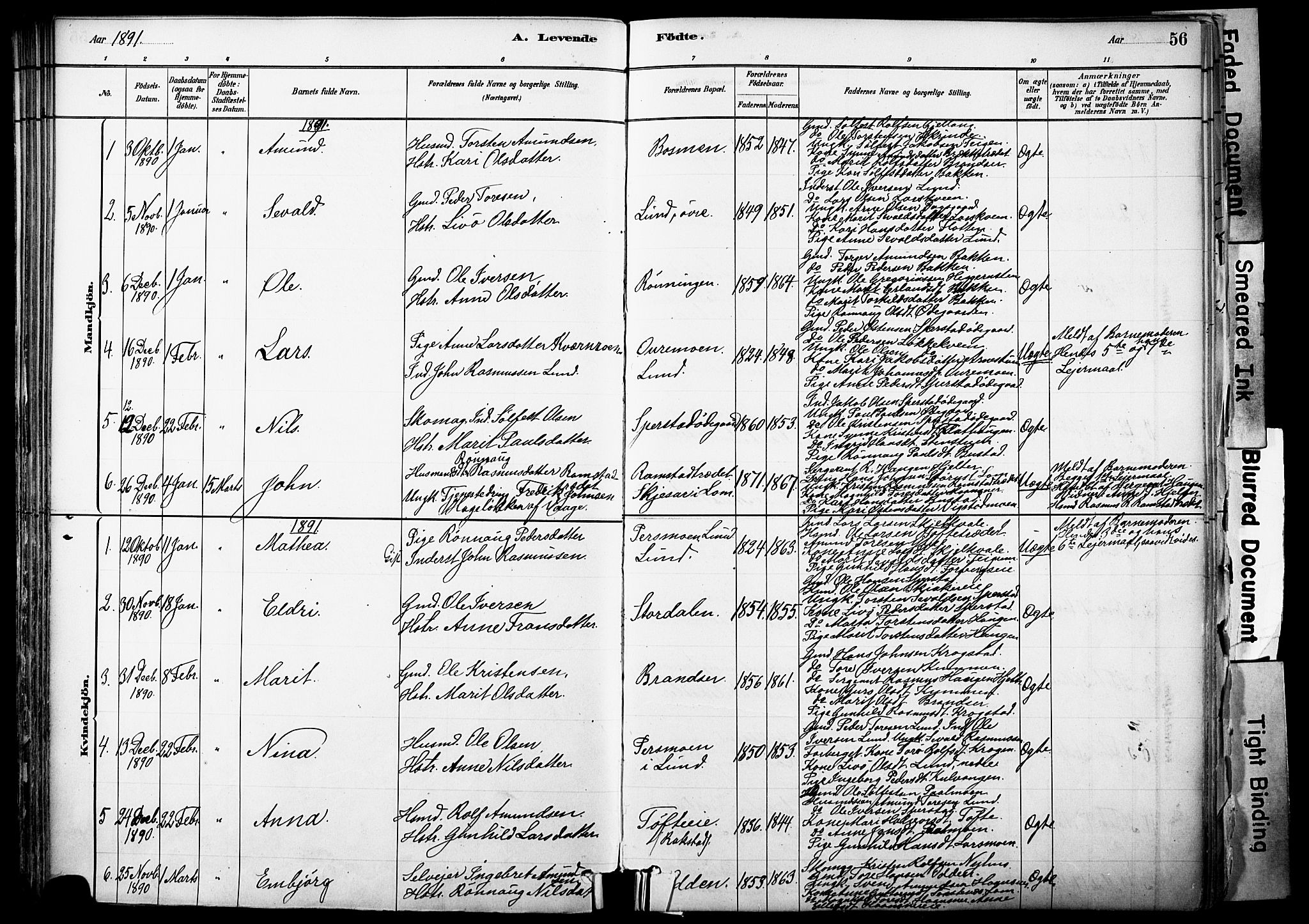 Skjåk prestekontor, SAH/PREST-072/H/Ha/Haa/L0003: Parish register (official) no. 3, 1880-1907, p. 56