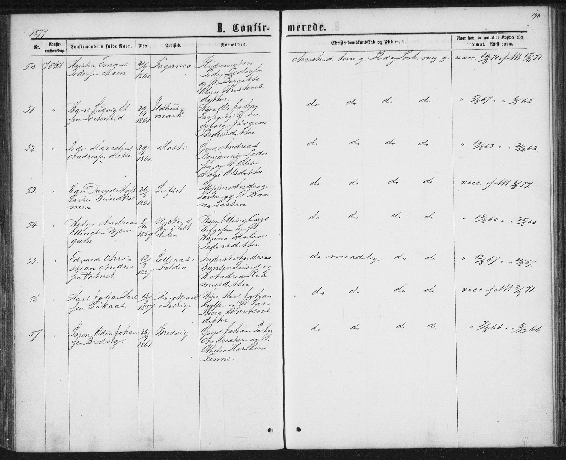 Ministerialprotokoller, klokkerbøker og fødselsregistre - Nordland, AV/SAT-A-1459/852/L0739: Parish register (official) no. 852A09, 1866-1877, p. 198