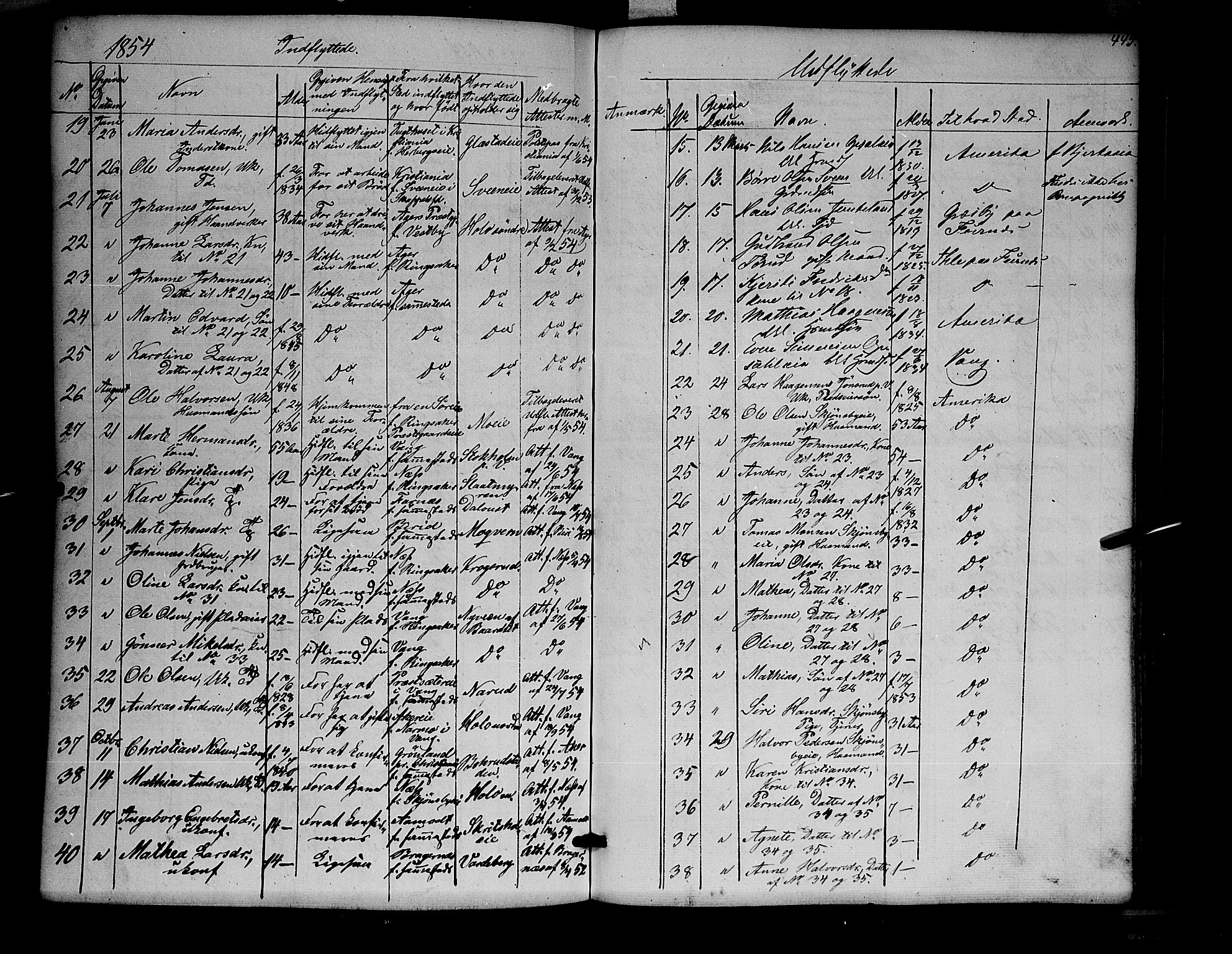 Ringsaker prestekontor, AV/SAH-PREST-014/K/Ka/L0009: Parish register (official) no. 9, 1850-1860, p. 445