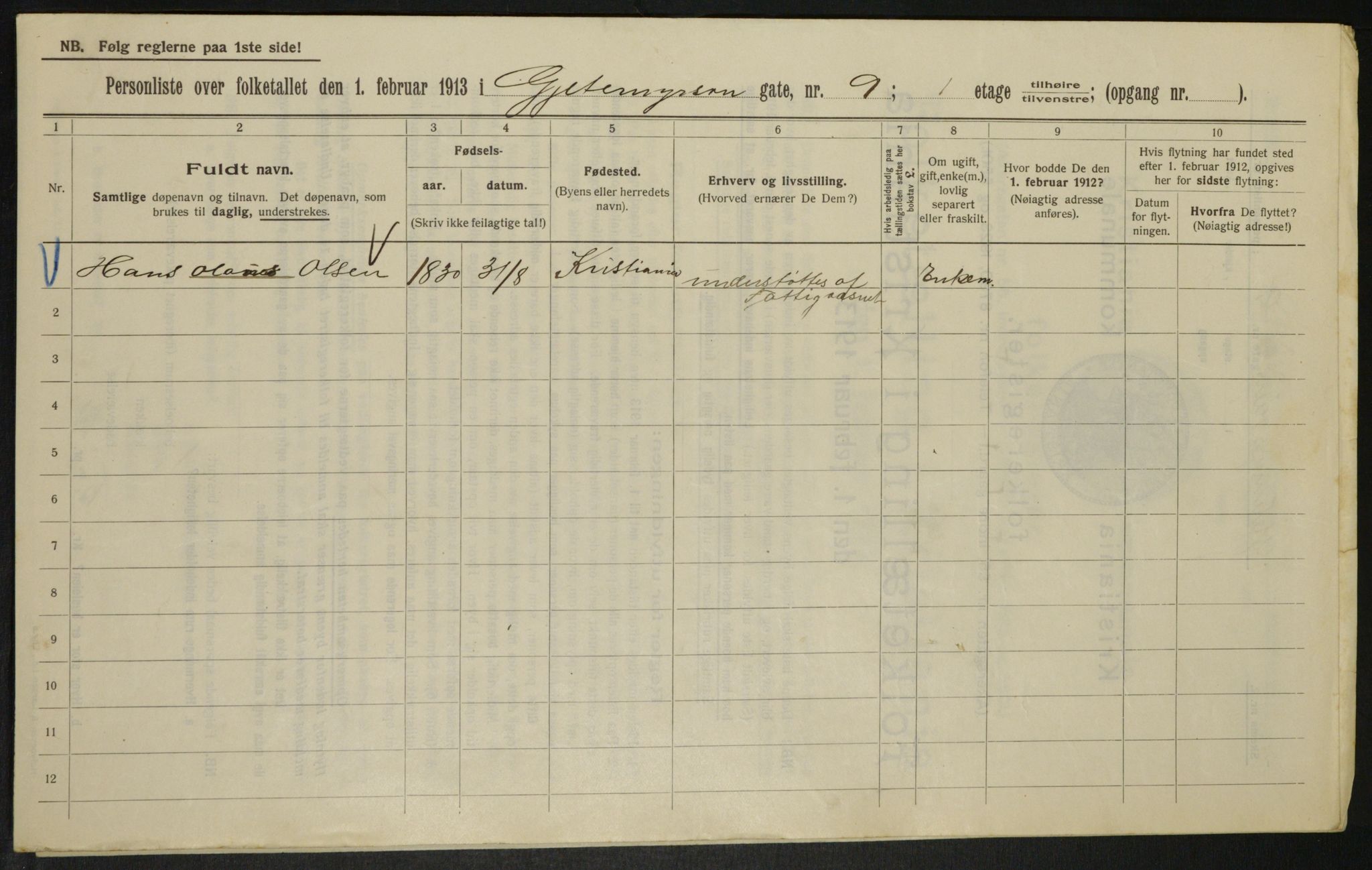 OBA, Municipal Census 1913 for Kristiania, 1913, p. 28859