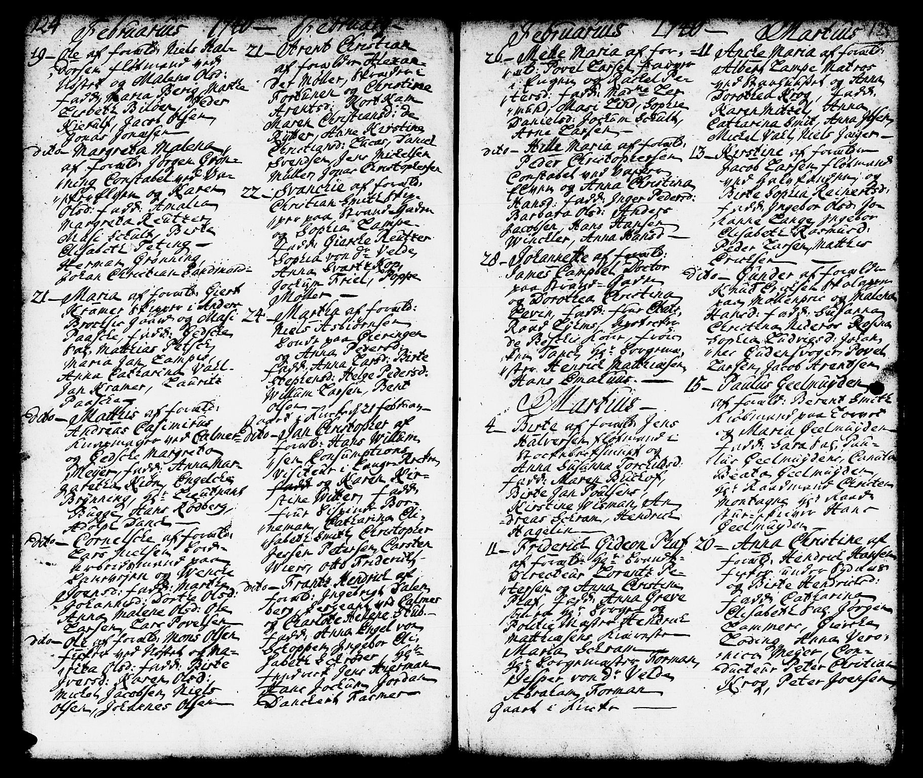 Domkirken sokneprestembete, SAB/A-74801/H/Haa/L0002: Parish register (official) no. A 2, 1733-1750, p. 124-125