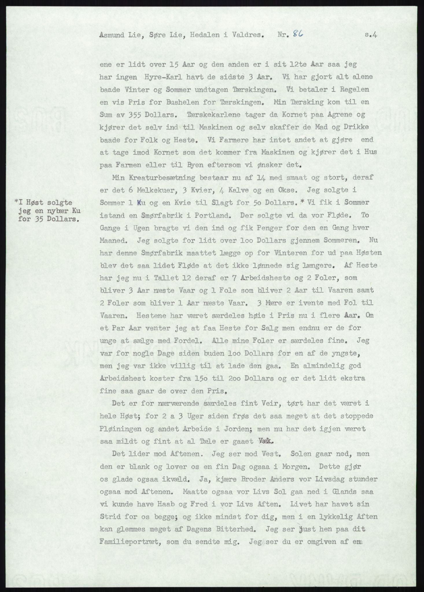 Samlinger til kildeutgivelse, Amerikabrevene, AV/RA-EA-4057/F/L0013: Innlån fra Oppland: Lie (brevnr 79-115) - Nordrum, 1838-1914, p. 107