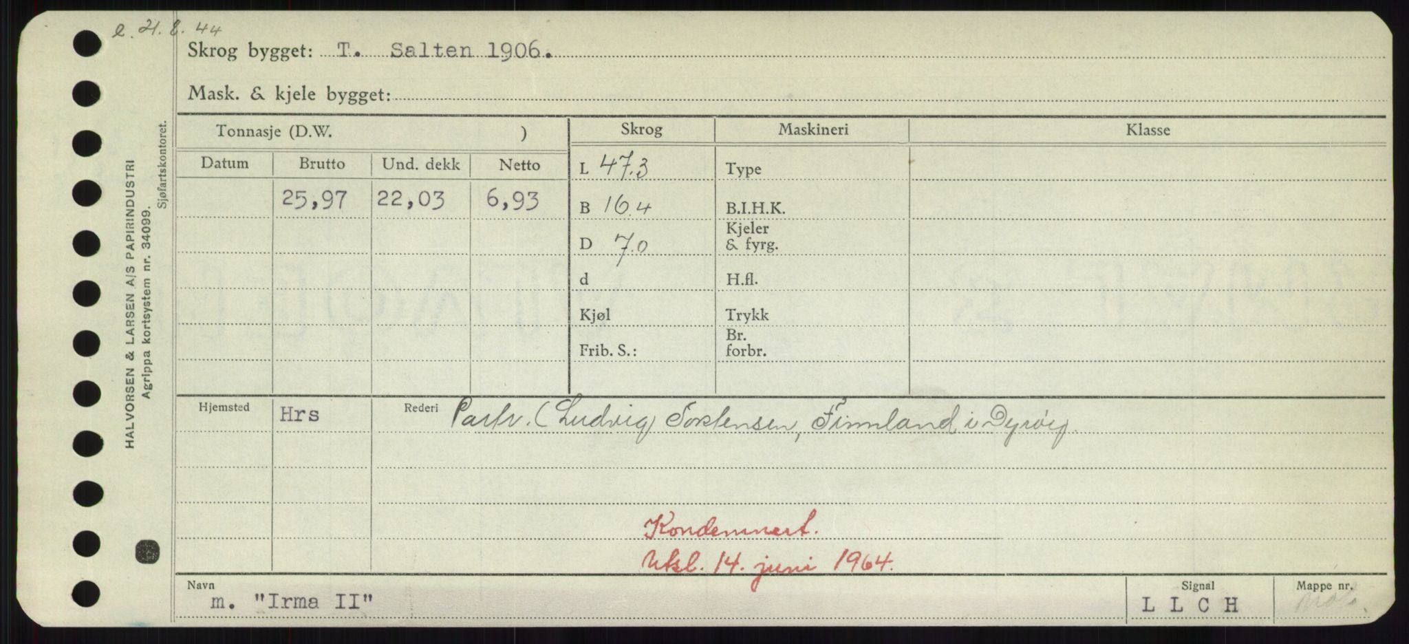 Sjøfartsdirektoratet med forløpere, Skipsmålingen, RA/S-1627/H/Hd/L0018: Fartøy, I, p. 239