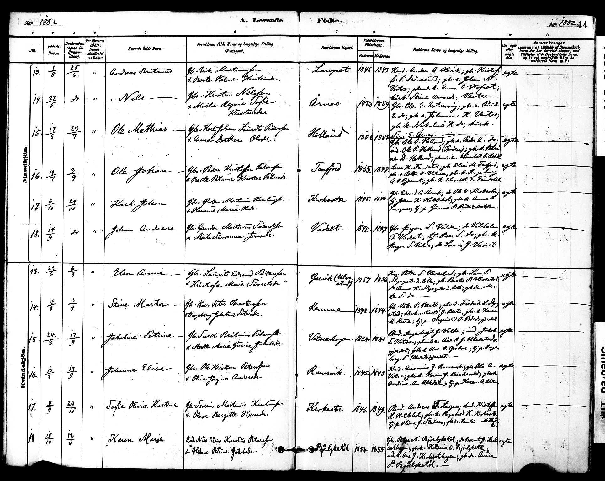 Ministerialprotokoller, klokkerbøker og fødselsregistre - Møre og Romsdal, AV/SAT-A-1454/525/L0374: Parish register (official) no. 525A04, 1880-1899, p. 14