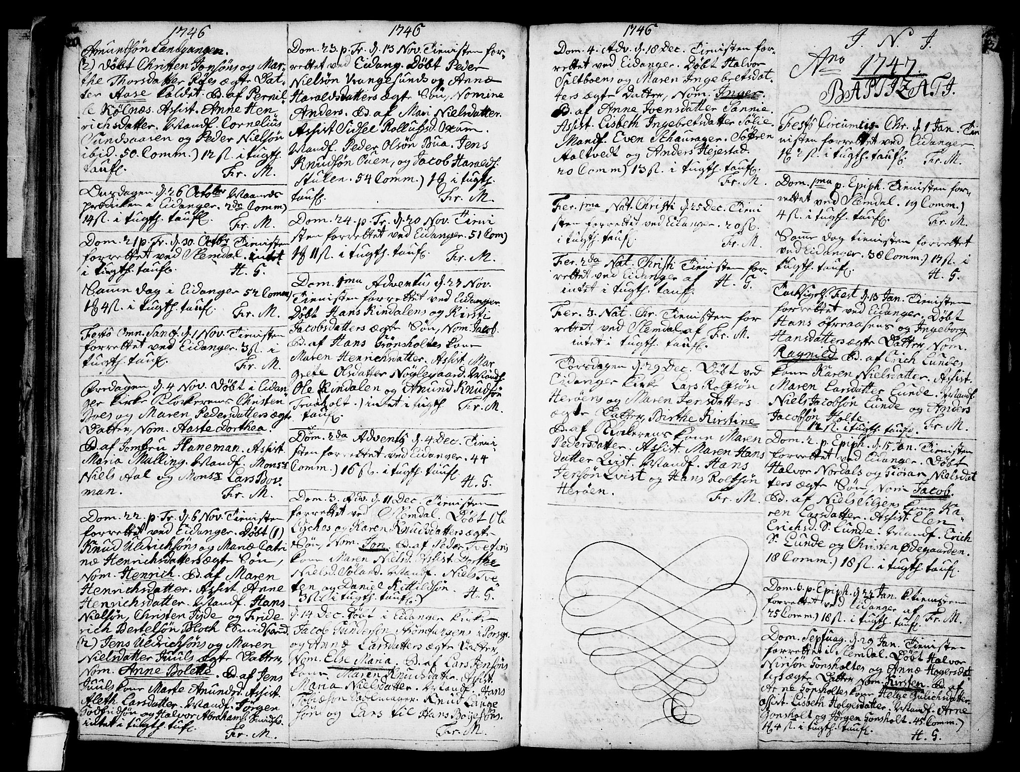Eidanger kirkebøker, SAKO/A-261/F/Fa/L0004: Parish register (official) no. 4, 1733-1759, p. 120-121