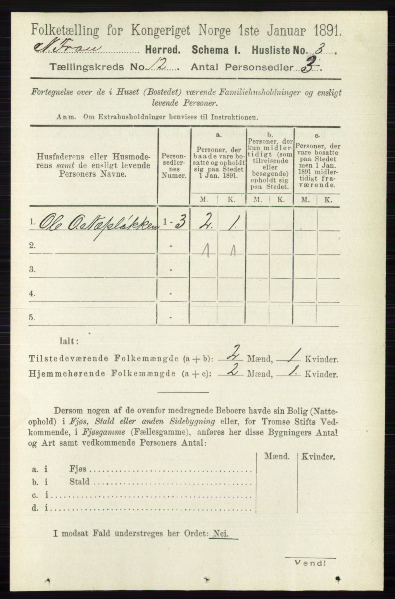 RA, 1891 census for 0518 Nord-Fron, 1891, p. 5065