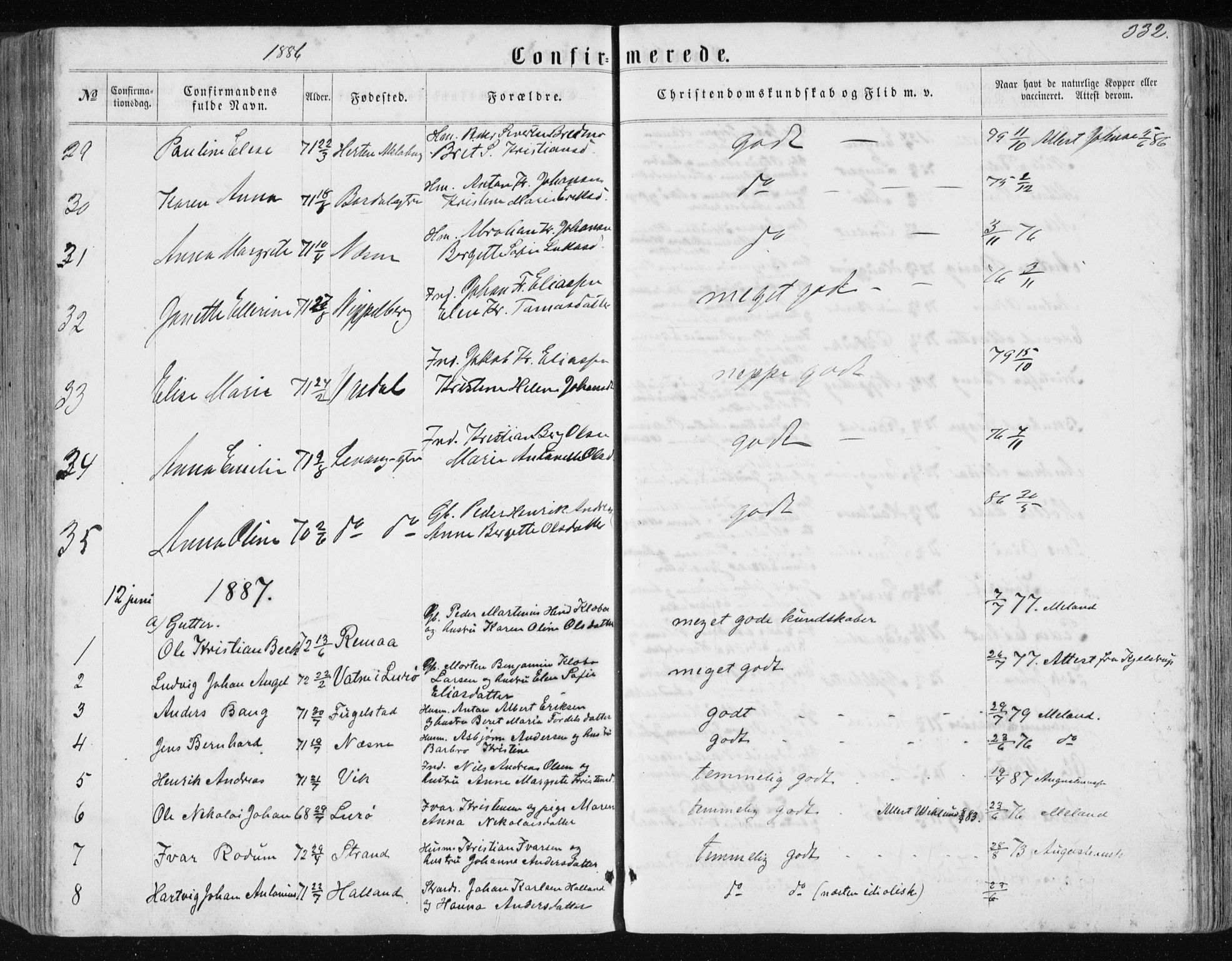 Ministerialprotokoller, klokkerbøker og fødselsregistre - Nordland, AV/SAT-A-1459/838/L0556: Parish register (copy) no. 838C03, 1861-1893, p. 332