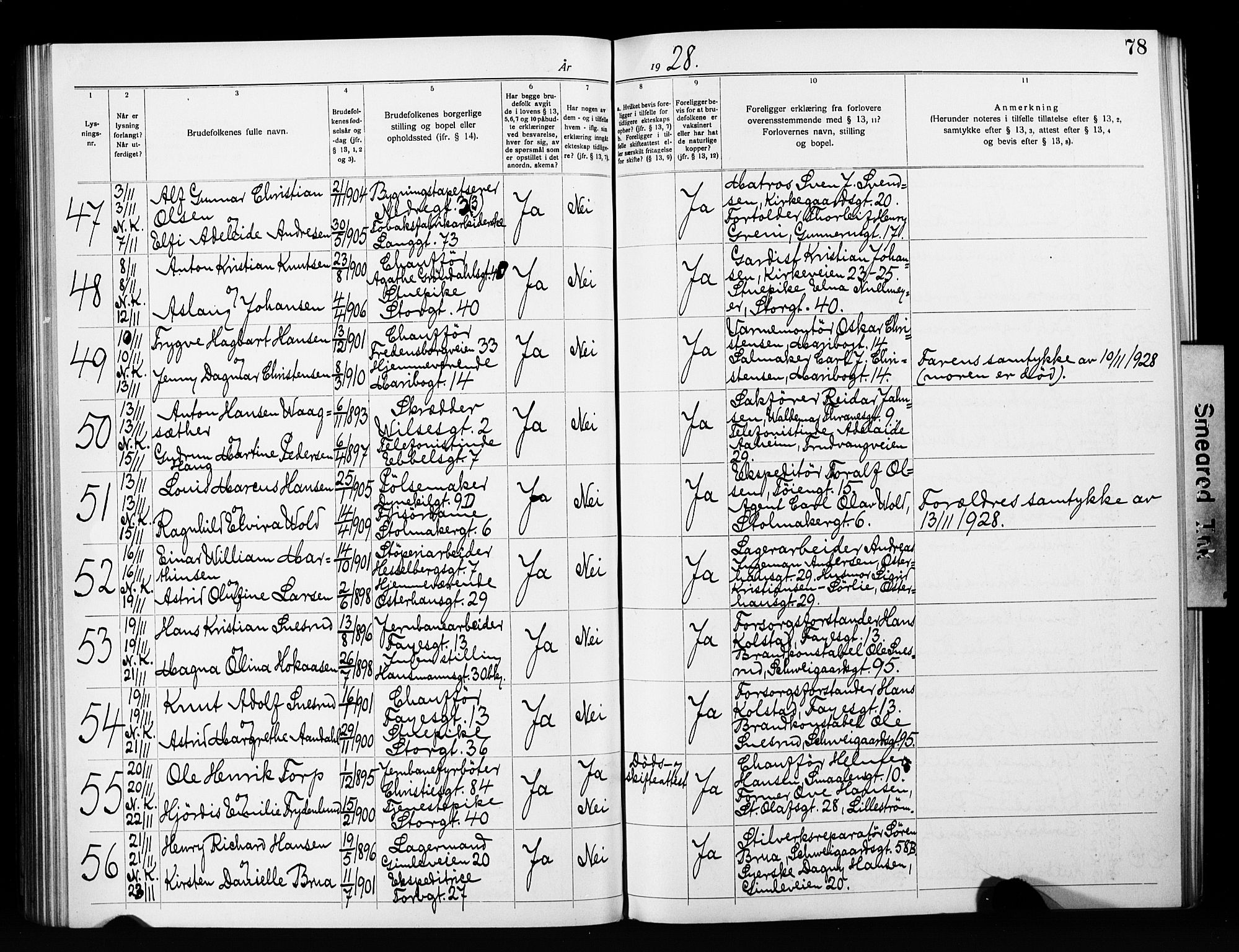 Jakob prestekontor Kirkebøker, AV/SAO-A-10850/H/Ha/L0003: Banns register no. 3, 1919-1931, p. 78