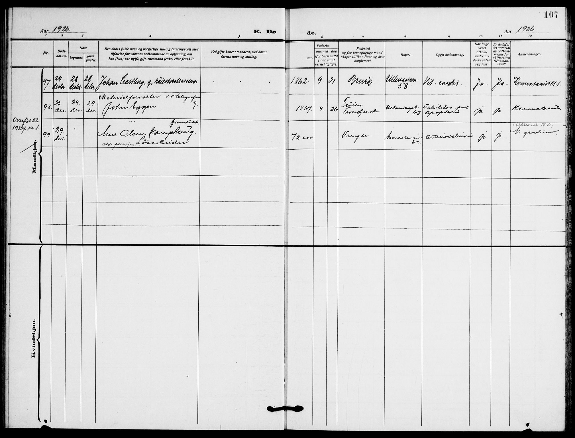 Gamle Aker prestekontor Kirkebøker, AV/SAO-A-10617a/F/L0016: Parish register (official) no. 16, 1919-1931, p. 107