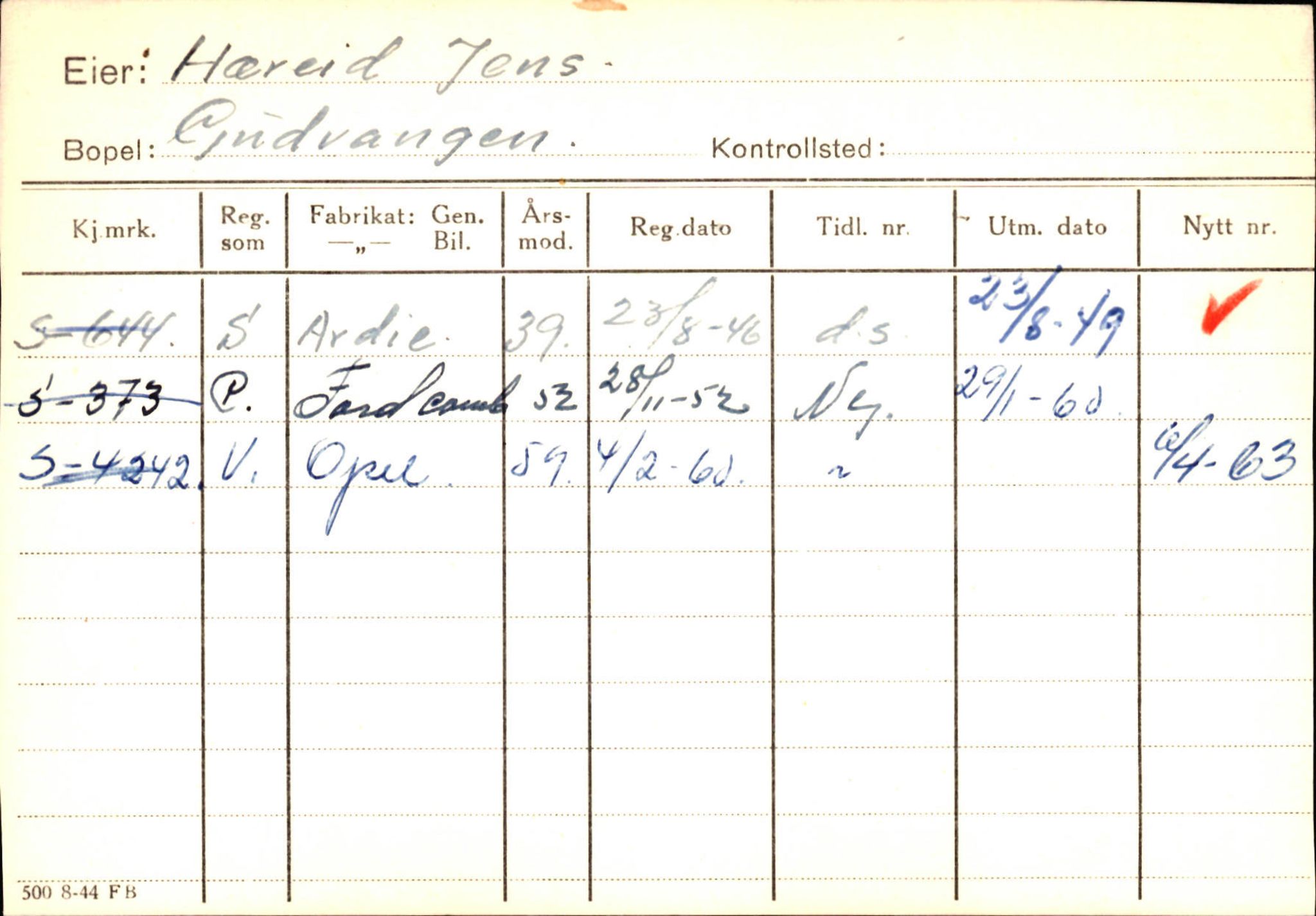 Statens vegvesen, Sogn og Fjordane vegkontor, AV/SAB-A-5301/4/F/L0125: Eigarregister Sogndal V-Å. Aurland A-Å. Fjaler A-N, 1945-1975, p. 750
