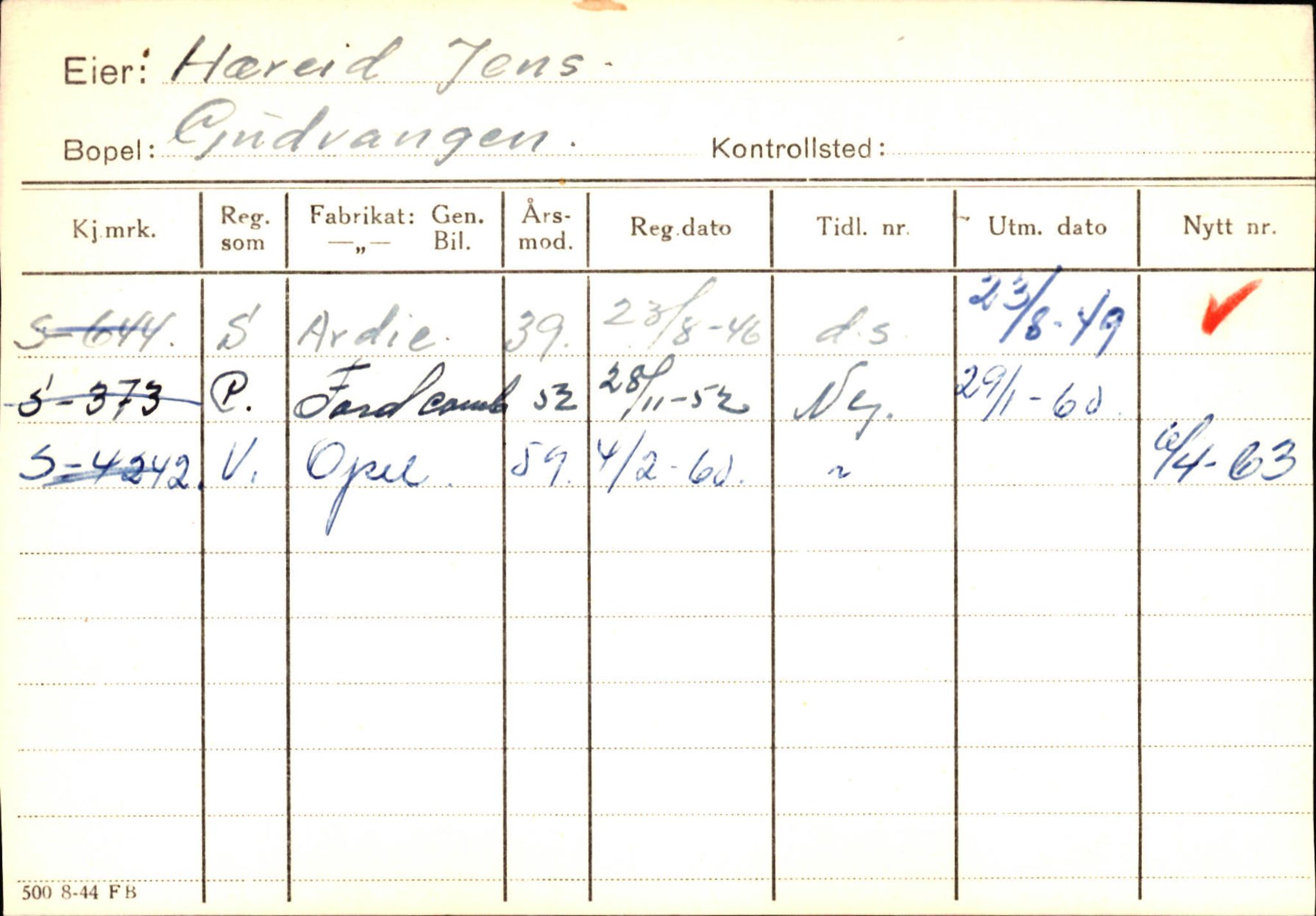 Statens vegvesen, Sogn og Fjordane vegkontor, SAB/A-5301/4/F/L0125: Eigarregister Sogndal V-Å. Aurland A-Å. Fjaler A-N, 1945-1975, p. 750