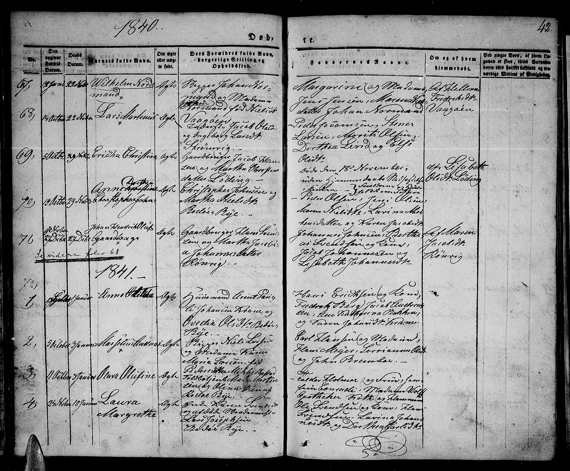 Ministerialprotokoller, klokkerbøker og fødselsregistre - Nordland, SAT/A-1459/801/L0006: Parish register (official) no. 801A06, 1834-1845, p. 42