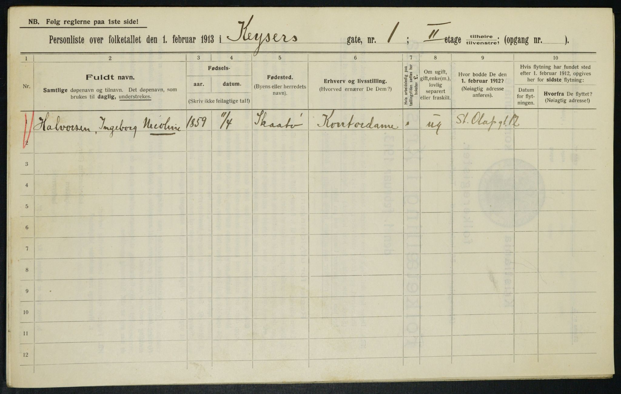 OBA, Municipal Census 1913 for Kristiania, 1913, p. 48948