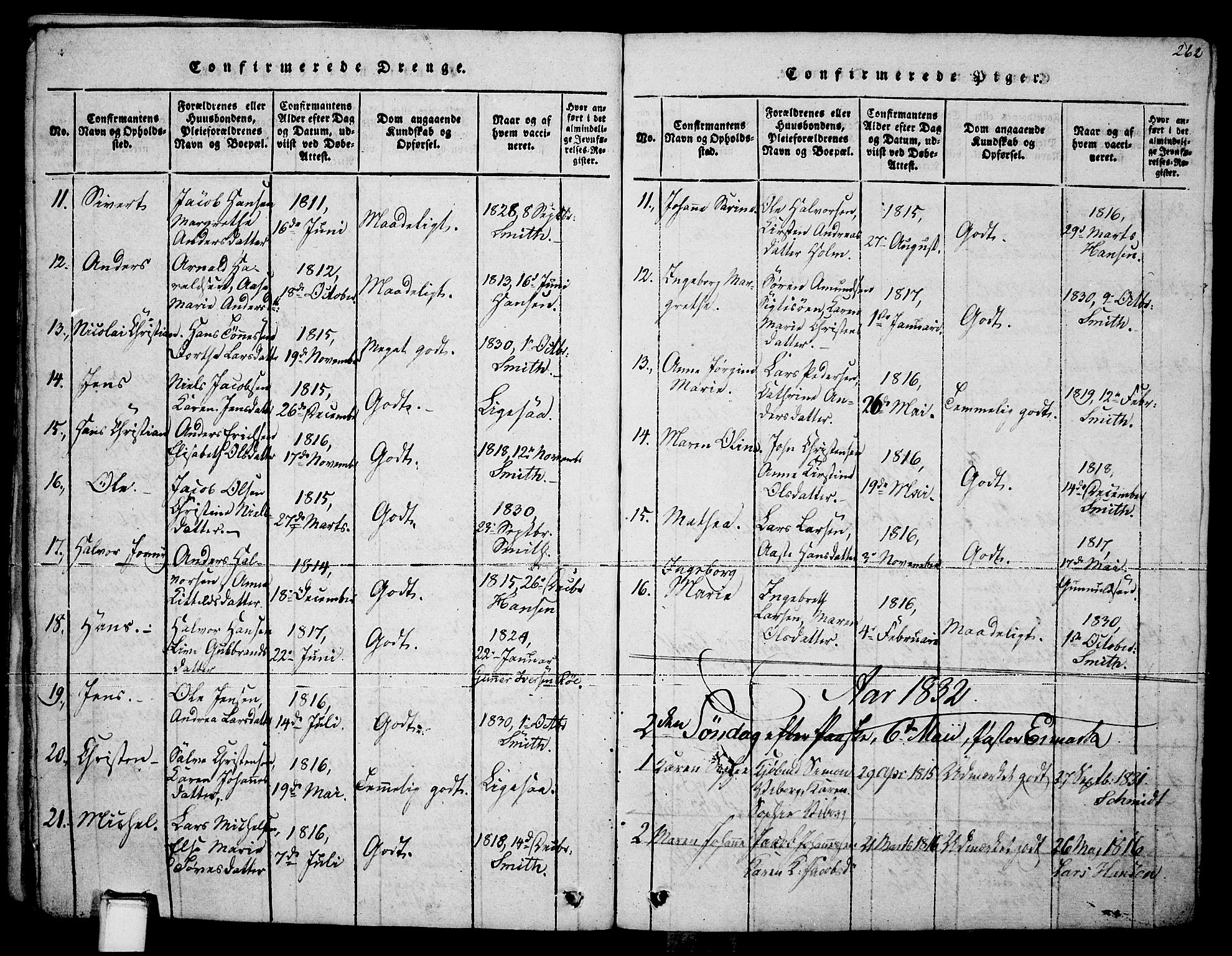 Brevik kirkebøker, SAKO/A-255/F/Fa/L0004: Parish register (official) no. 4, 1814-1846, p. 262