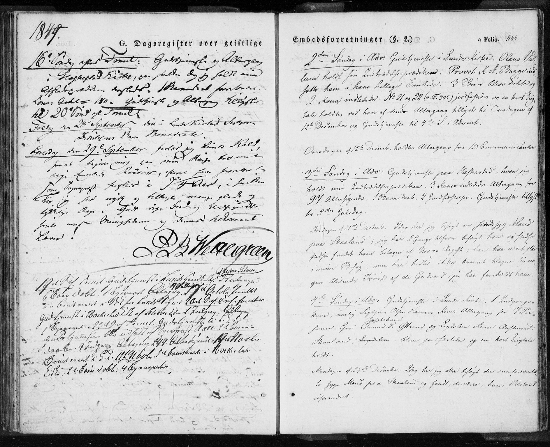 Lund sokneprestkontor, SAST/A-101809/S06/L0008: Parish register (official) no. A 7.2, 1833-1854, p. 544