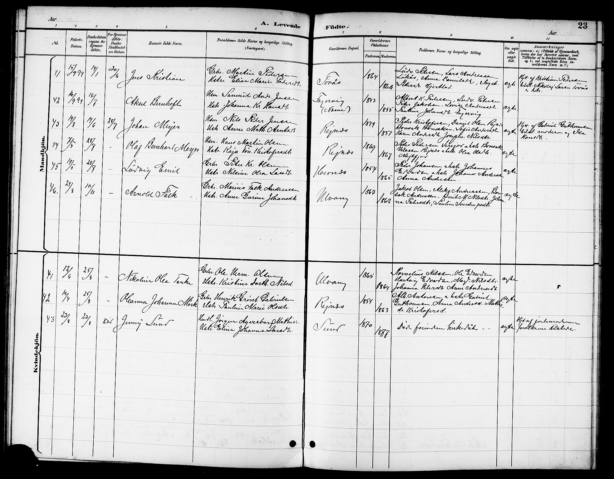 Ministerialprotokoller, klokkerbøker og fødselsregistre - Nordland, SAT/A-1459/831/L0478: Parish register (copy) no. 831C05, 1892-1909, p. 23