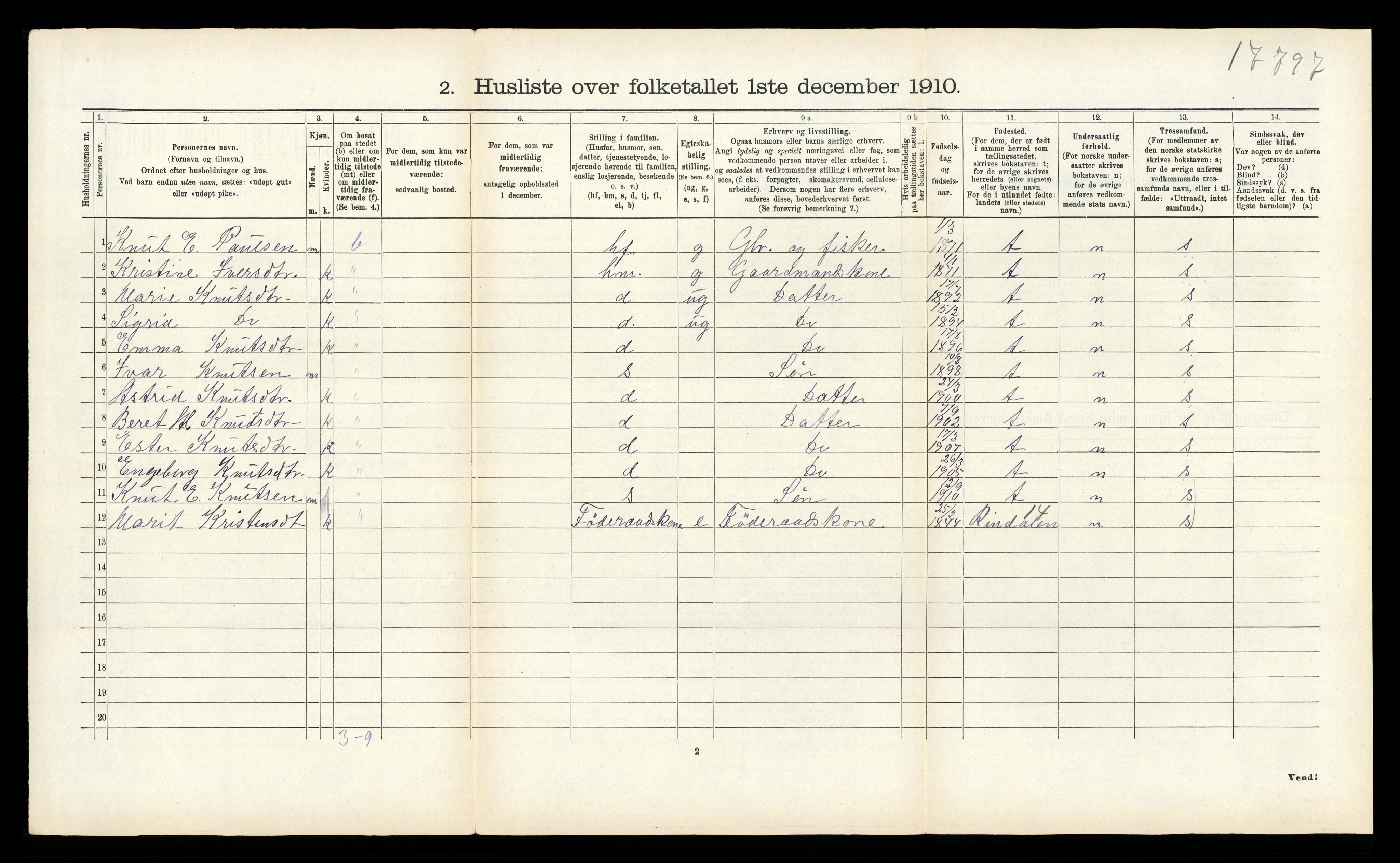 RA, 1910 census for Aukra, 1910, p. 315