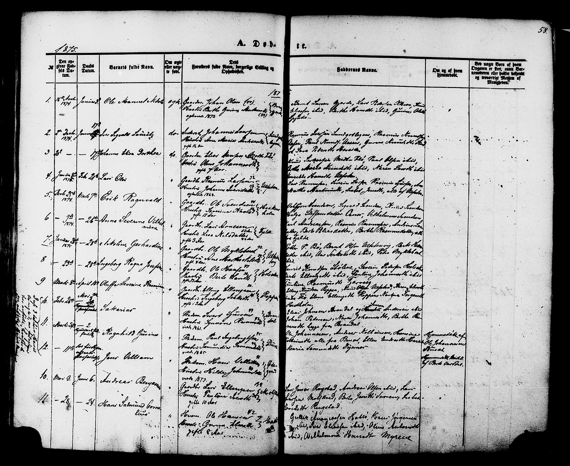 Ministerialprotokoller, klokkerbøker og fødselsregistre - Møre og Romsdal, AV/SAT-A-1454/509/L0105: Parish register (official) no. 509A03, 1848-1882, p. 58