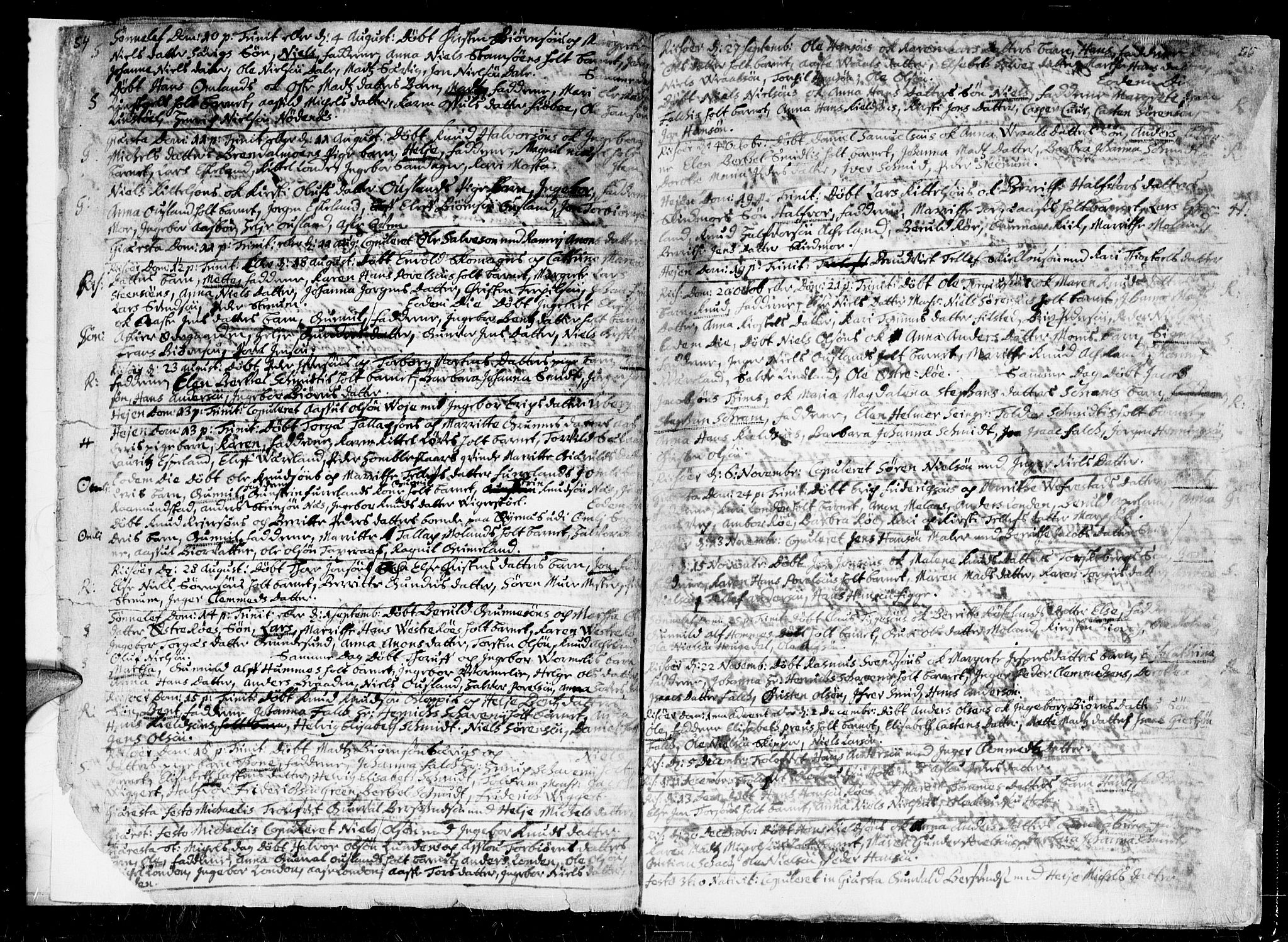 Gjerstad sokneprestkontor, AV/SAK-1111-0014/F/Fa/Faa/L0001: Parish register (official) no. A 1, 1695-1717, p. 54-55