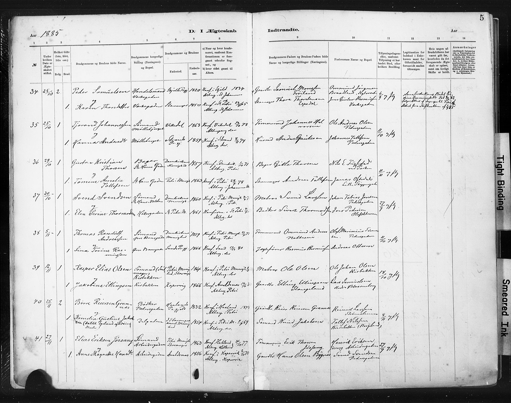 St. Johannes sokneprestkontor, AV/SAST-A-101814/001/30/30BA/L0003: Parish register (official) no. A 3, 1885-1910, p. 5