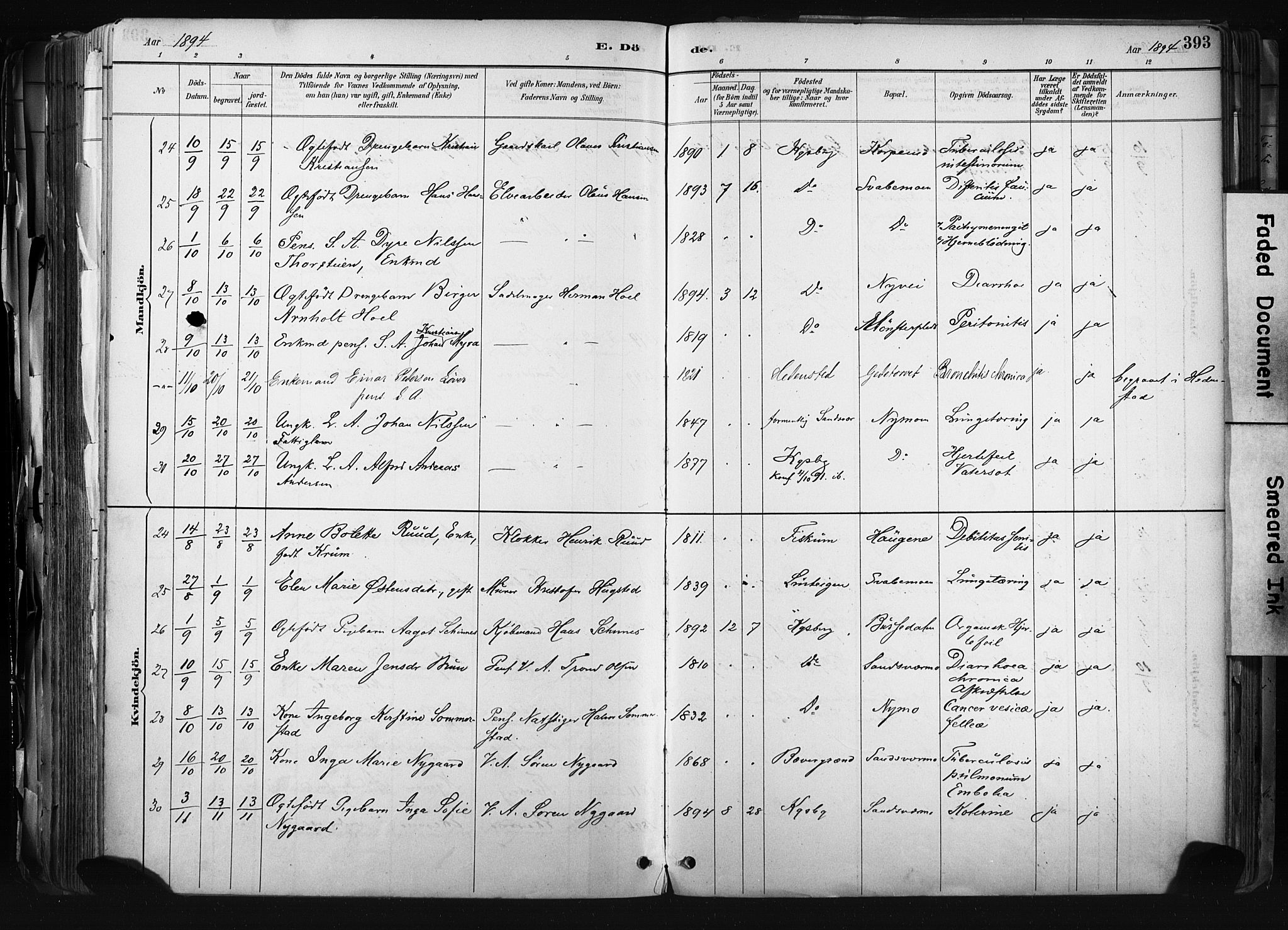 Kongsberg kirkebøker, AV/SAKO-A-22/F/Fb/L0002: Parish register (official) no. II 2, 1886-1896, p. 393