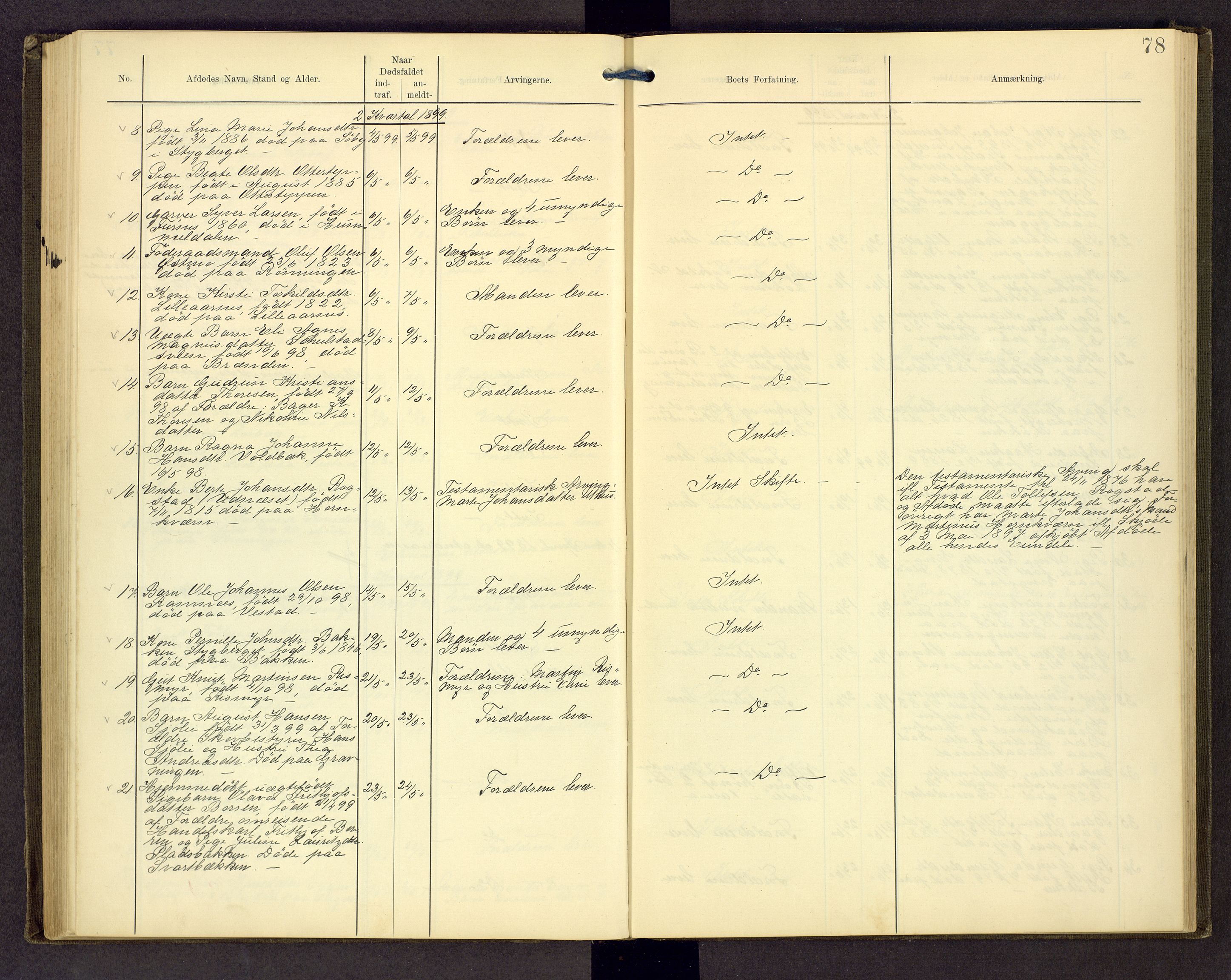 Sør-Østerdal sorenskriveri, AV/SAH-TING-018/J/Jg/L0004: Dødsfallsjournal, 1889-1903, p. 78