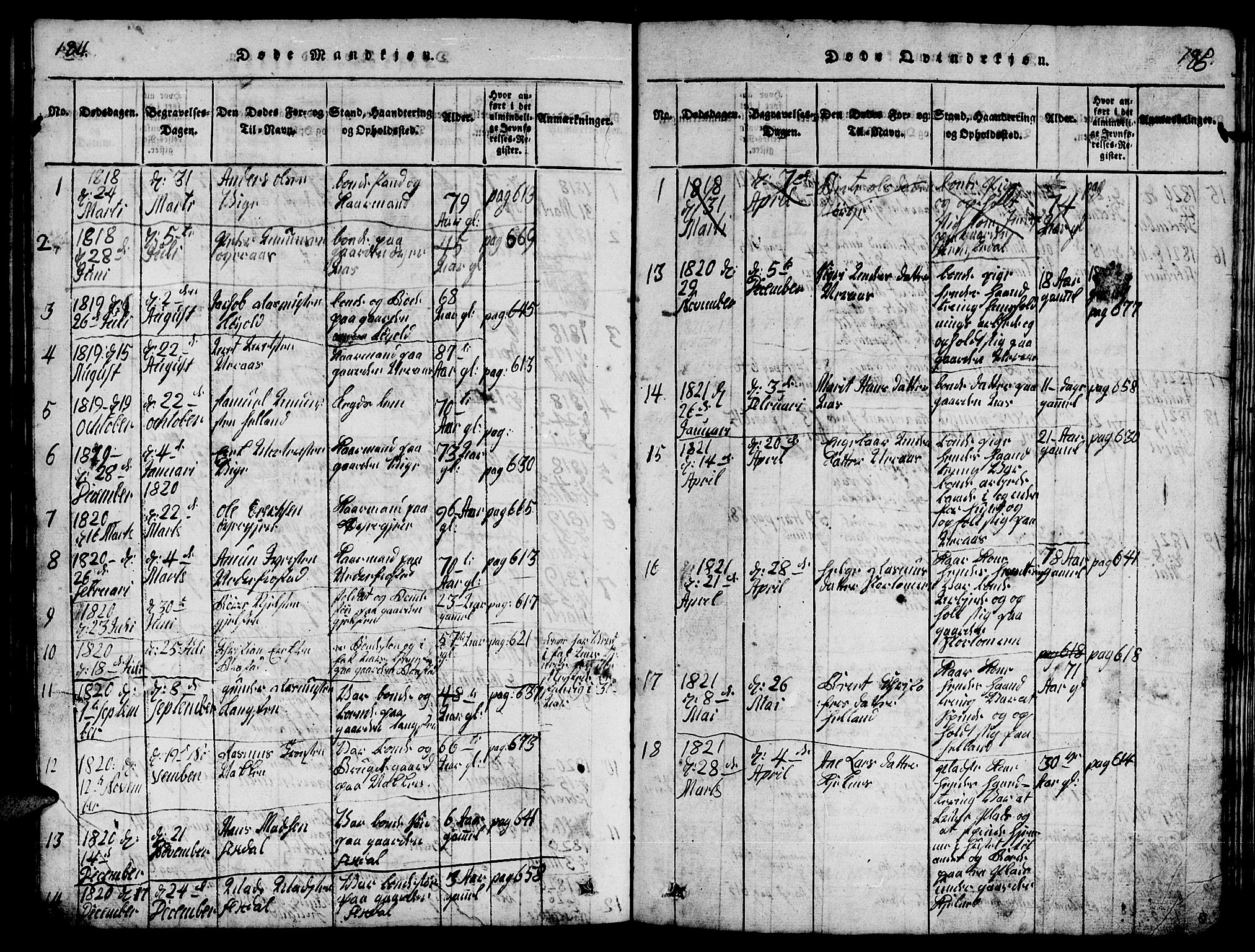 Ministerialprotokoller, klokkerbøker og fødselsregistre - Møre og Romsdal, AV/SAT-A-1454/539/L0535: Parish register (copy) no. 539C01, 1818-1842, p. 184-185