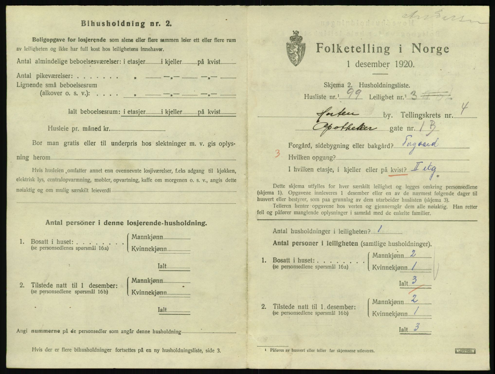 SAKO, 1920 census for Horten, 1920, p. 5293