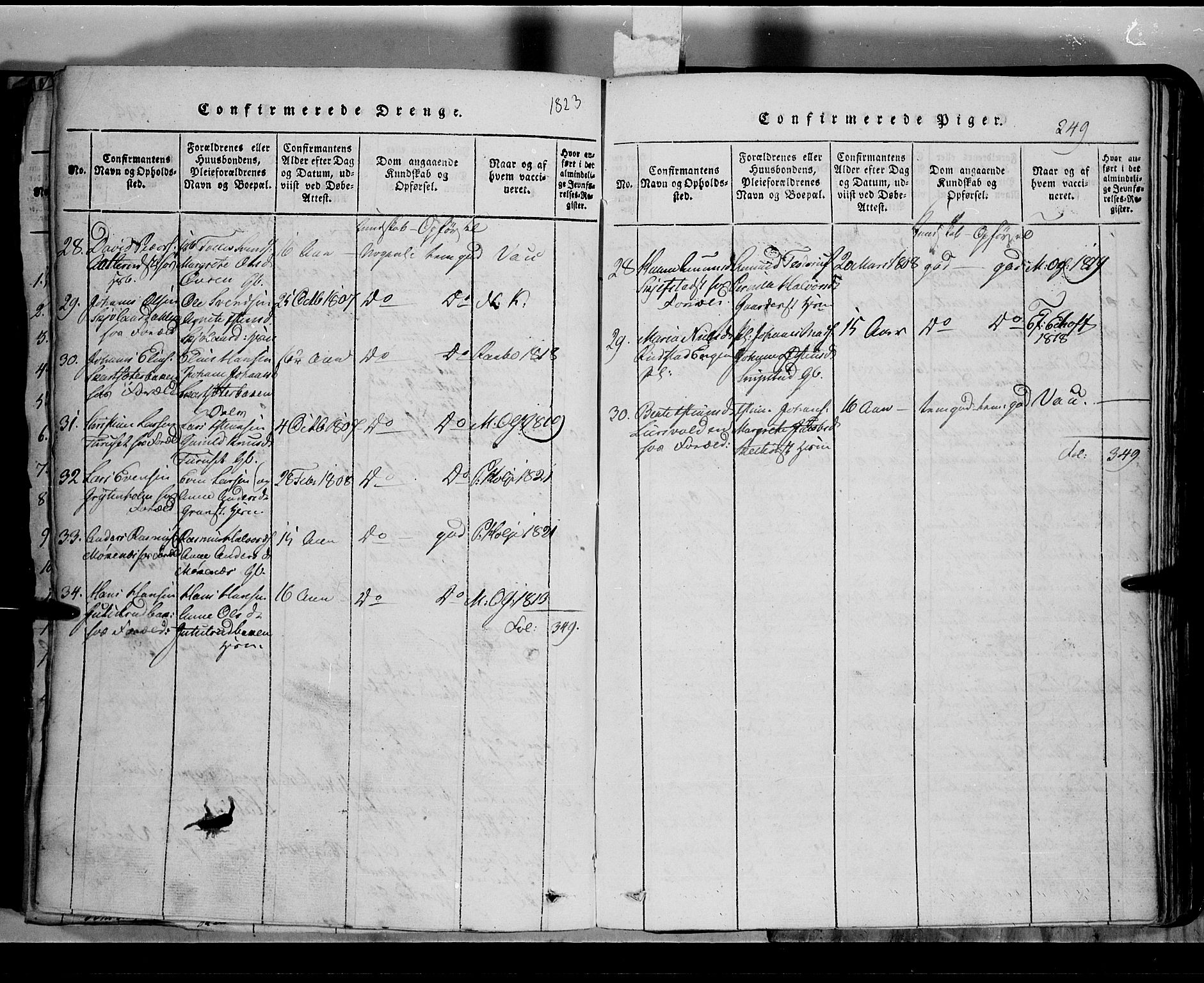 Toten prestekontor, SAH/PREST-102/H/Ha/Hab/L0002: Parish register (copy) no. 2, 1820-1827, p. 249