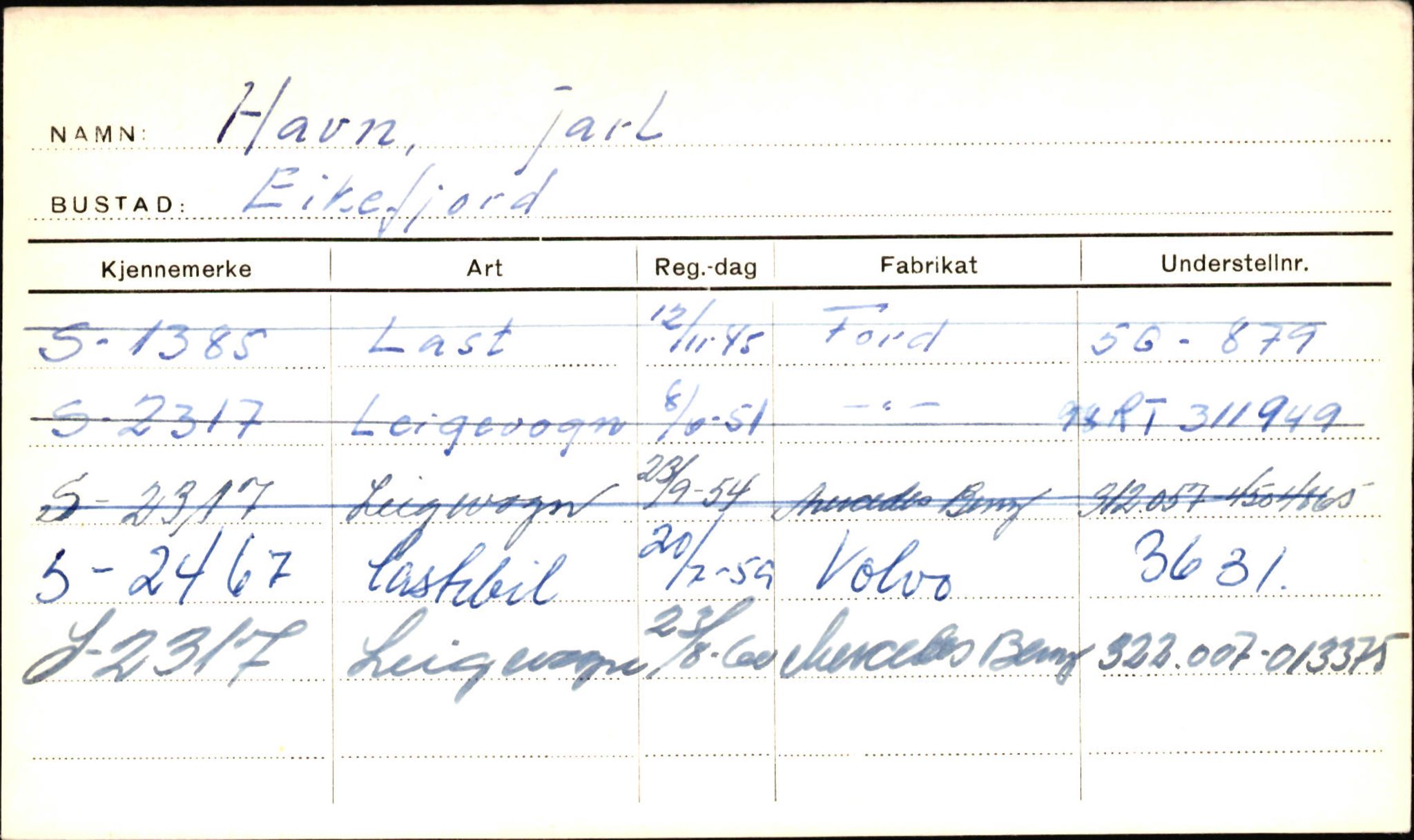 Statens vegvesen, Sogn og Fjordane vegkontor, SAB/A-5301/4/F/L0001A: Eigarregister Fjordane til 1.6.1961, 1930-1961, p. 266